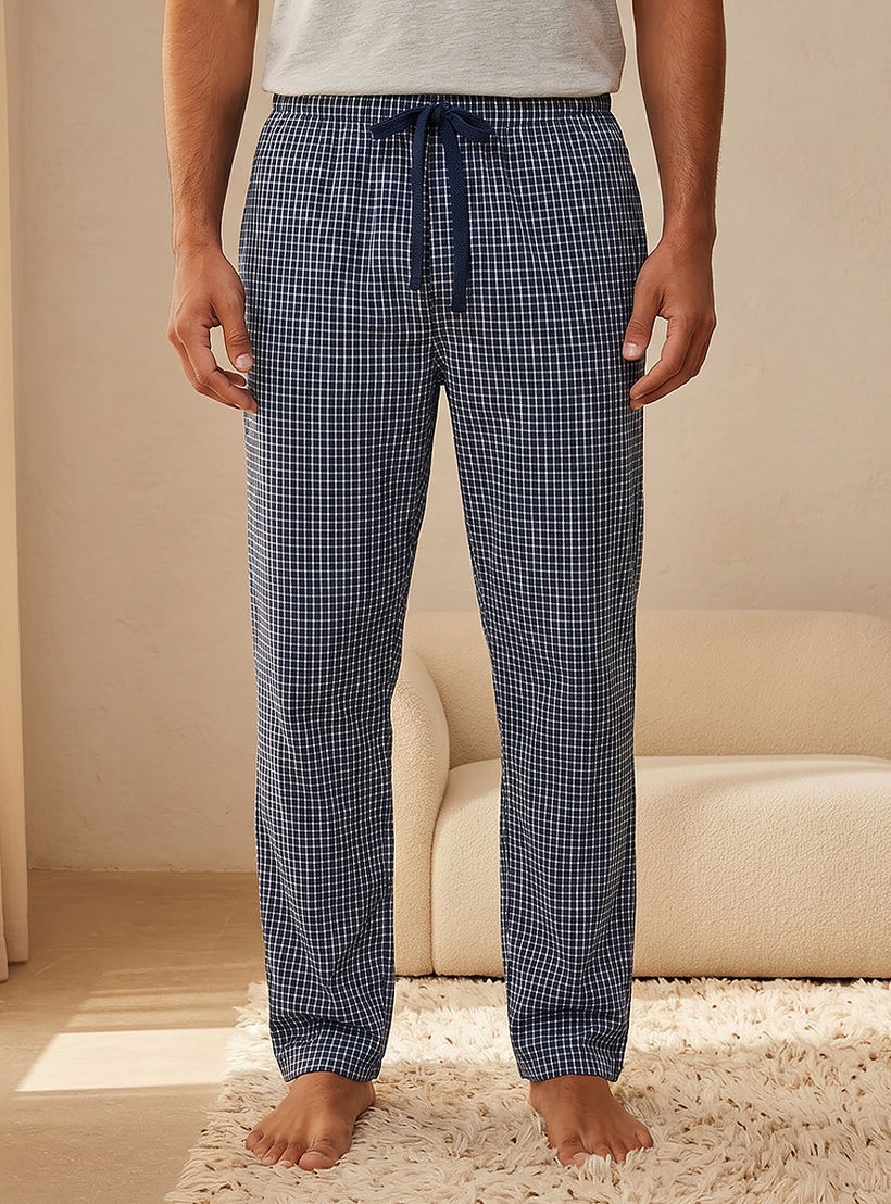 طقم ملابس نوم قطن كاروهات بخصر برباط للرجال-men-clothing-nightwear-sets-image-5