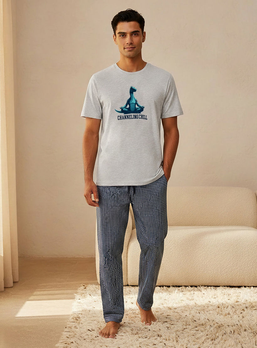طقم ملابس نوم قطن كاروهات بخصر برباط للرجال-men-clothing-nightwear-sets-image-7