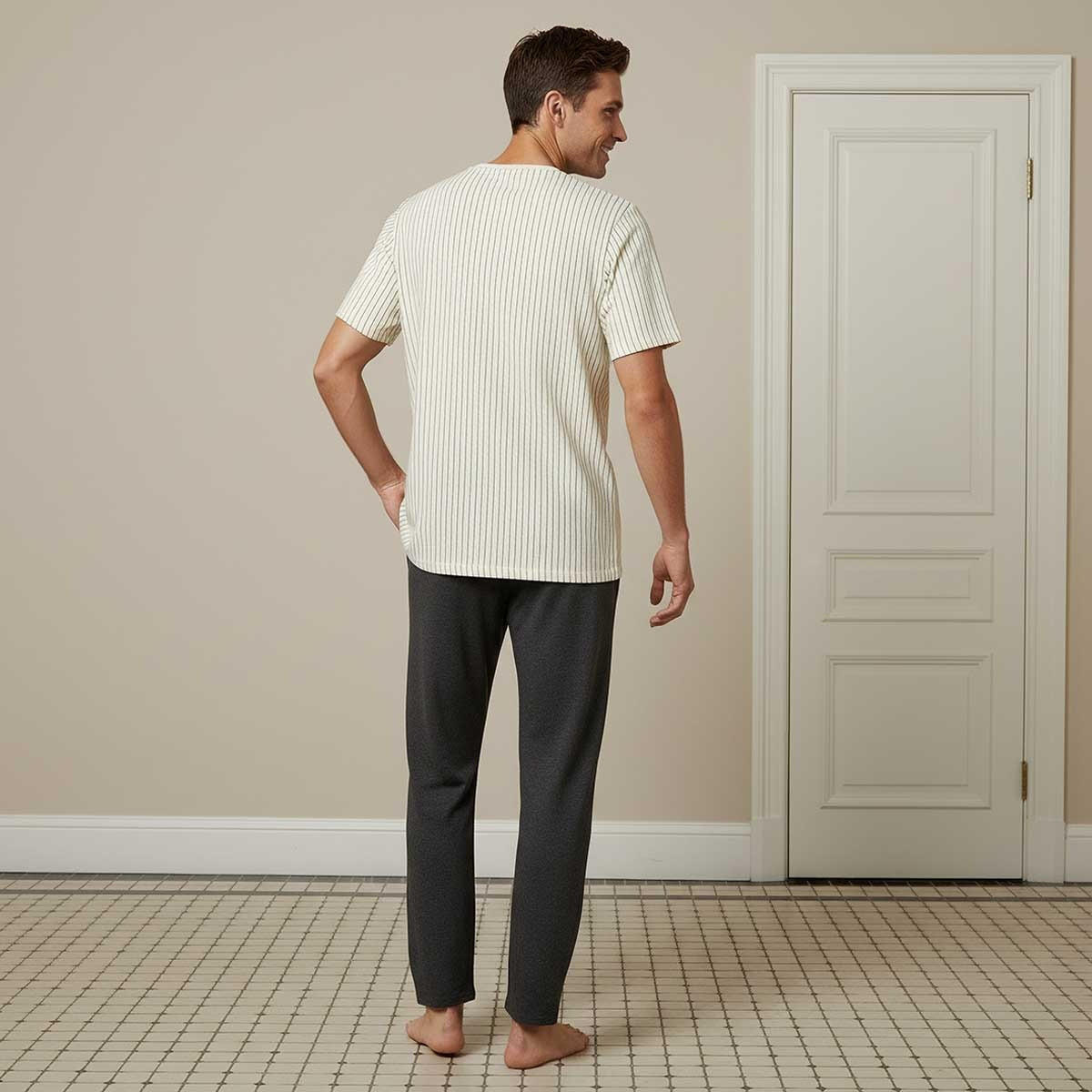 Cotton Striped Drawstring Closure Nightwear Set-men-clothing-nightwear-sets-image-4
