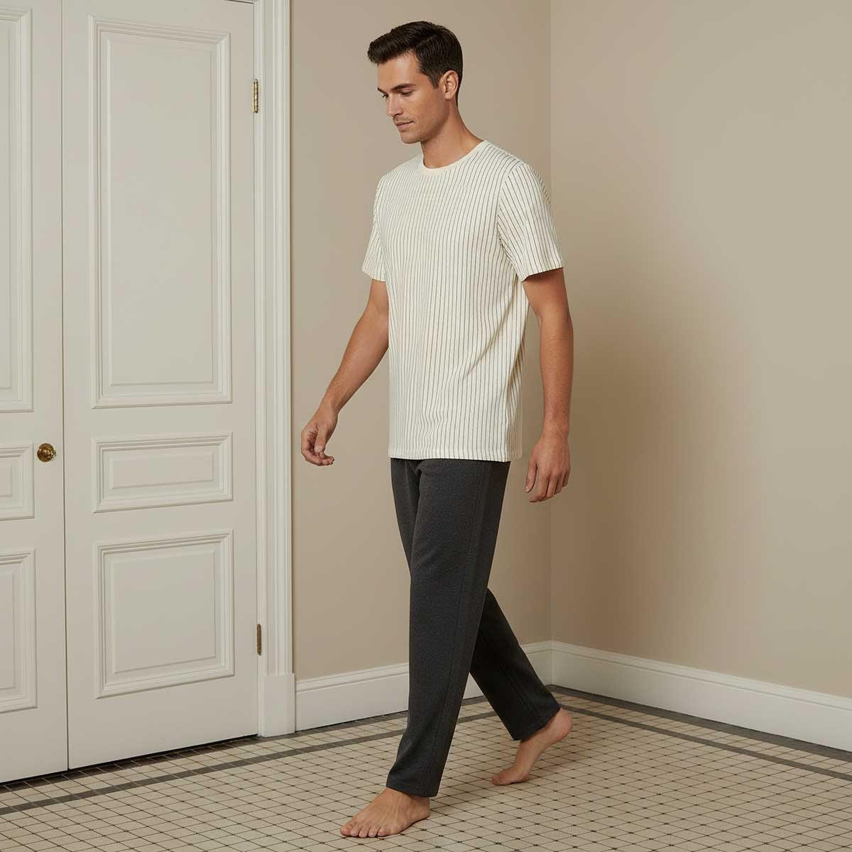 Cotton Striped Drawstring Closure Nightwear Set-men-clothing-nightwear-sets-image-6