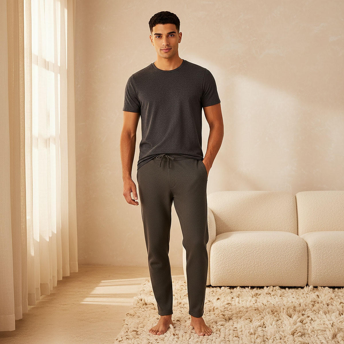 Men Textured Pyjamas-men-clothing-nightwear-pyjamaandshorts-image-3