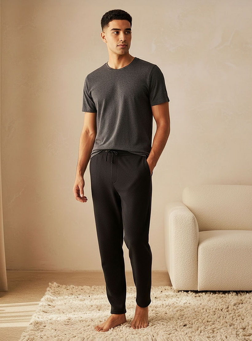 Men Textured Pyjamas-men-clothing-nightwear-pyjamaandshorts-image-3