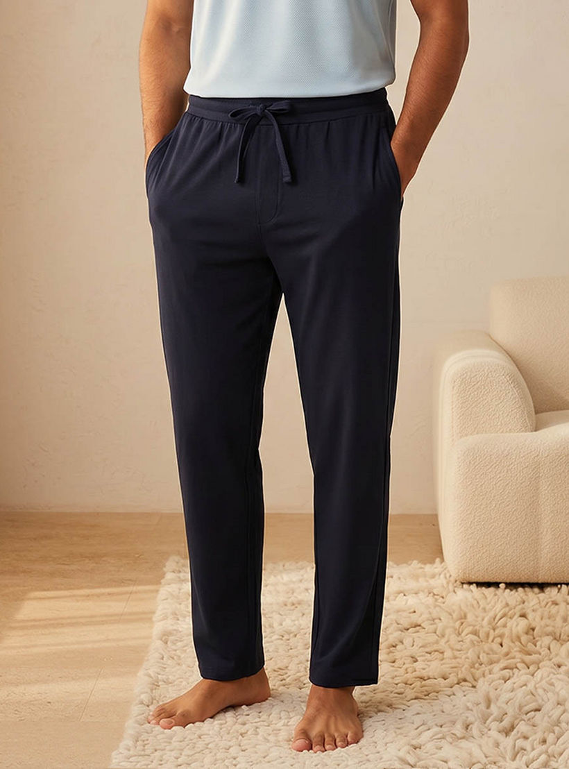 طقم بيجاما رجالي بارز الملمس بياقة هنلي-men-clothing-nightwear-sets-image-5