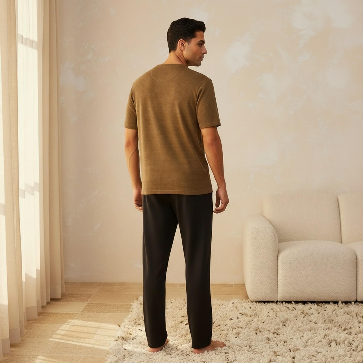 Men Cotton Ribbed Drawstring Waist Nightwear Set-men-clothing-nightwear-sets-image-4