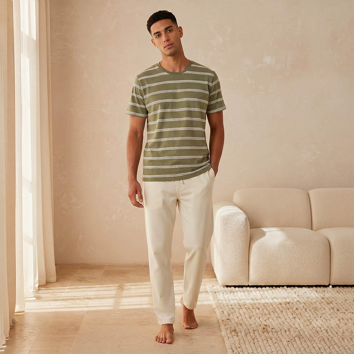 طقم بيجاما رجالي قطن مقلم لإطلالة مريحة-men-clothing-nightwear-sets-image-1