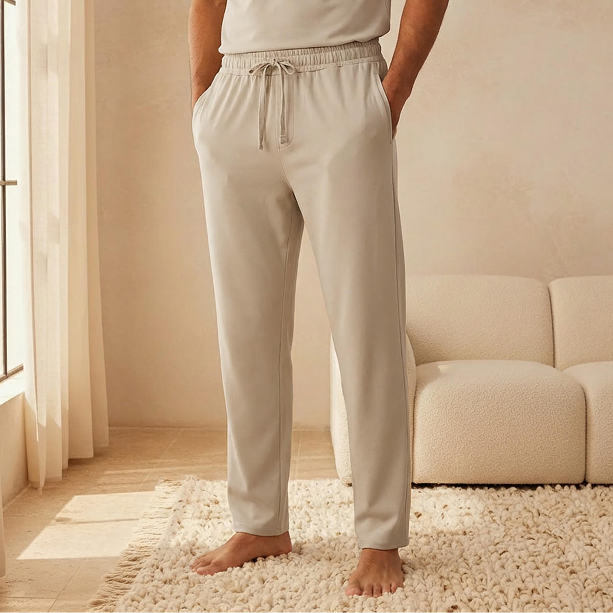 Men Drawstring Waist Nightwear Set-men-clothing-nightwear-sets-image-5