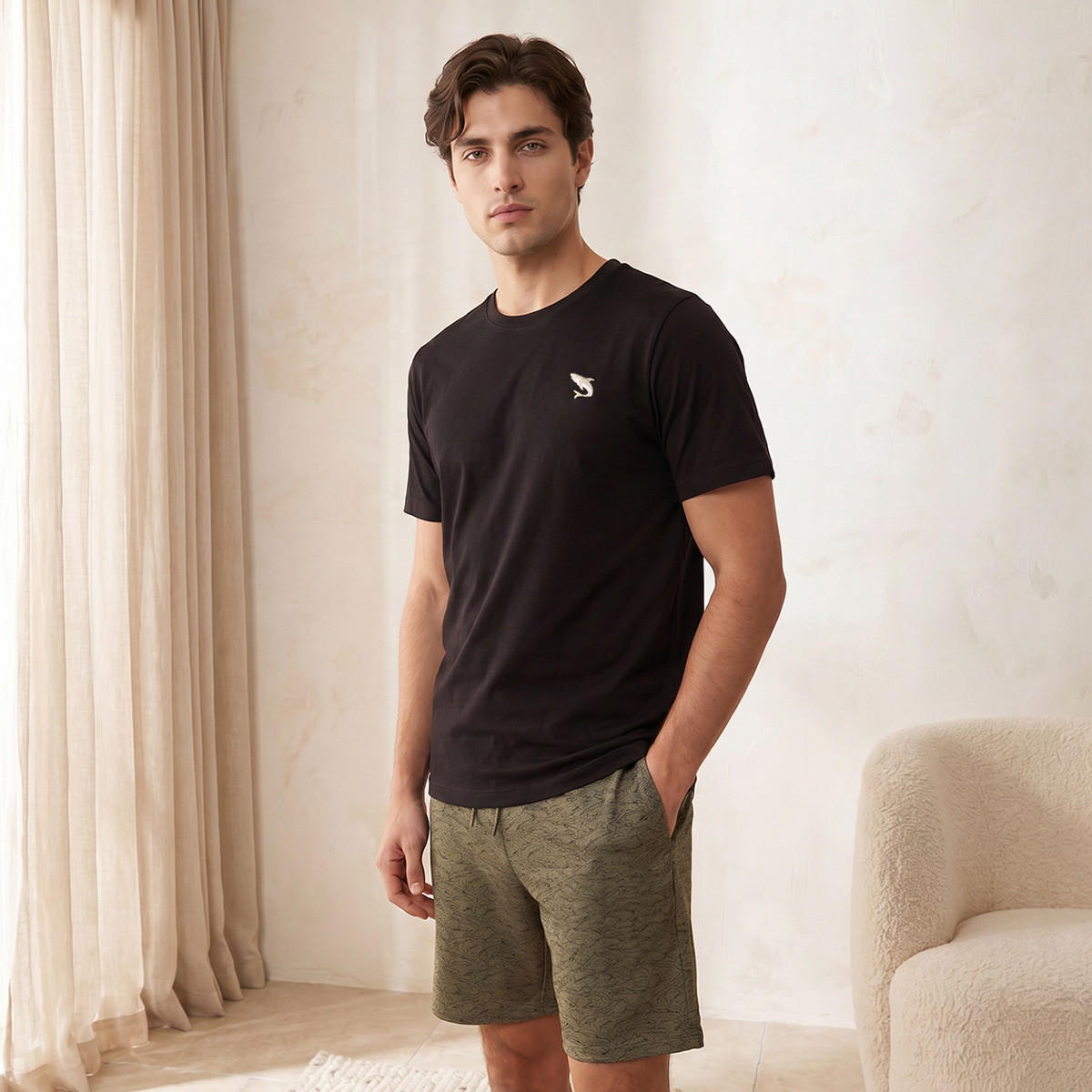 طقم بيجاما قطن بخصر برباط وطبعات للرجال-men-clothing-nightwear-sets-image-3