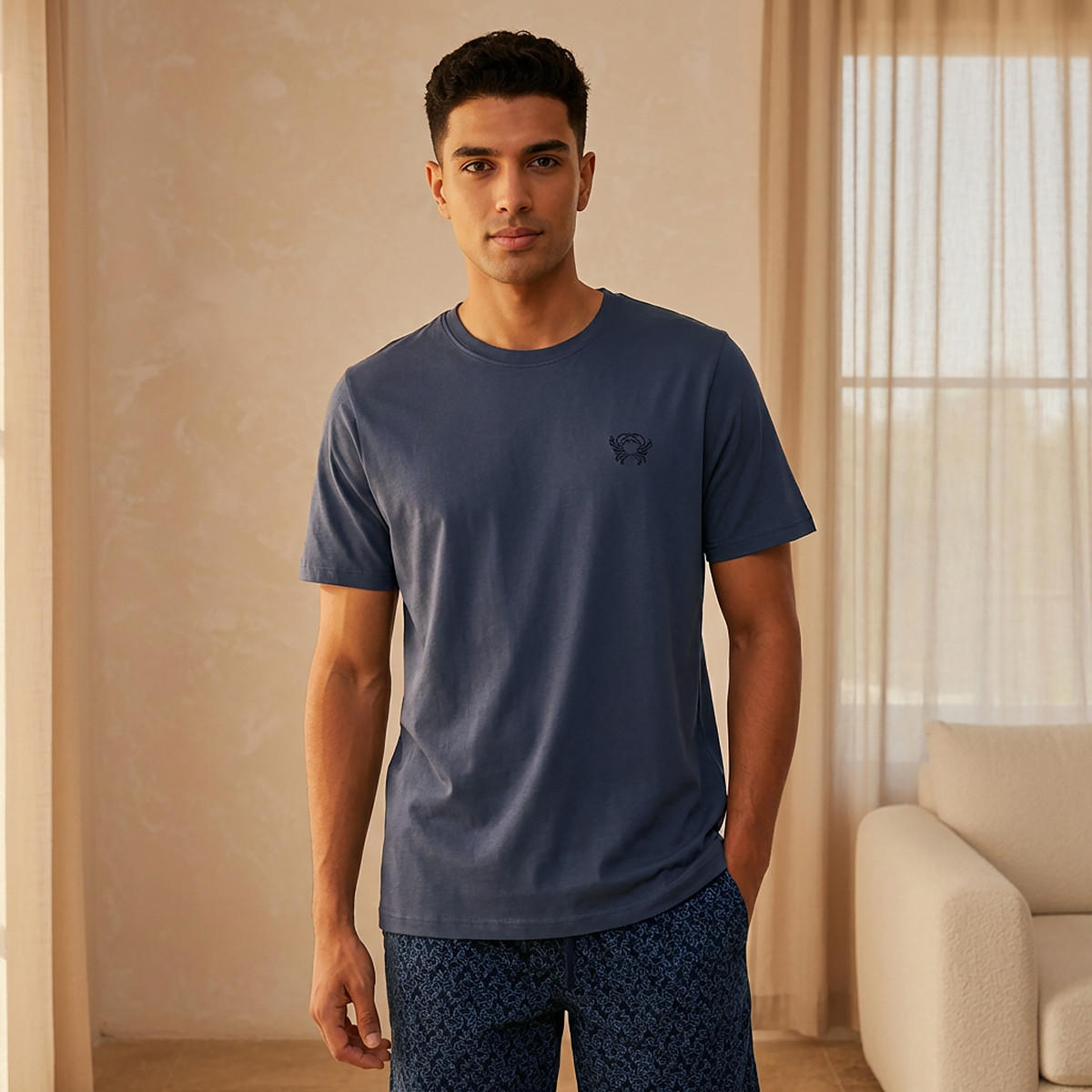 Men Cotton Printed Drawstring Waist Nightwear Set-men-clothing-nightwear-sets-image-3