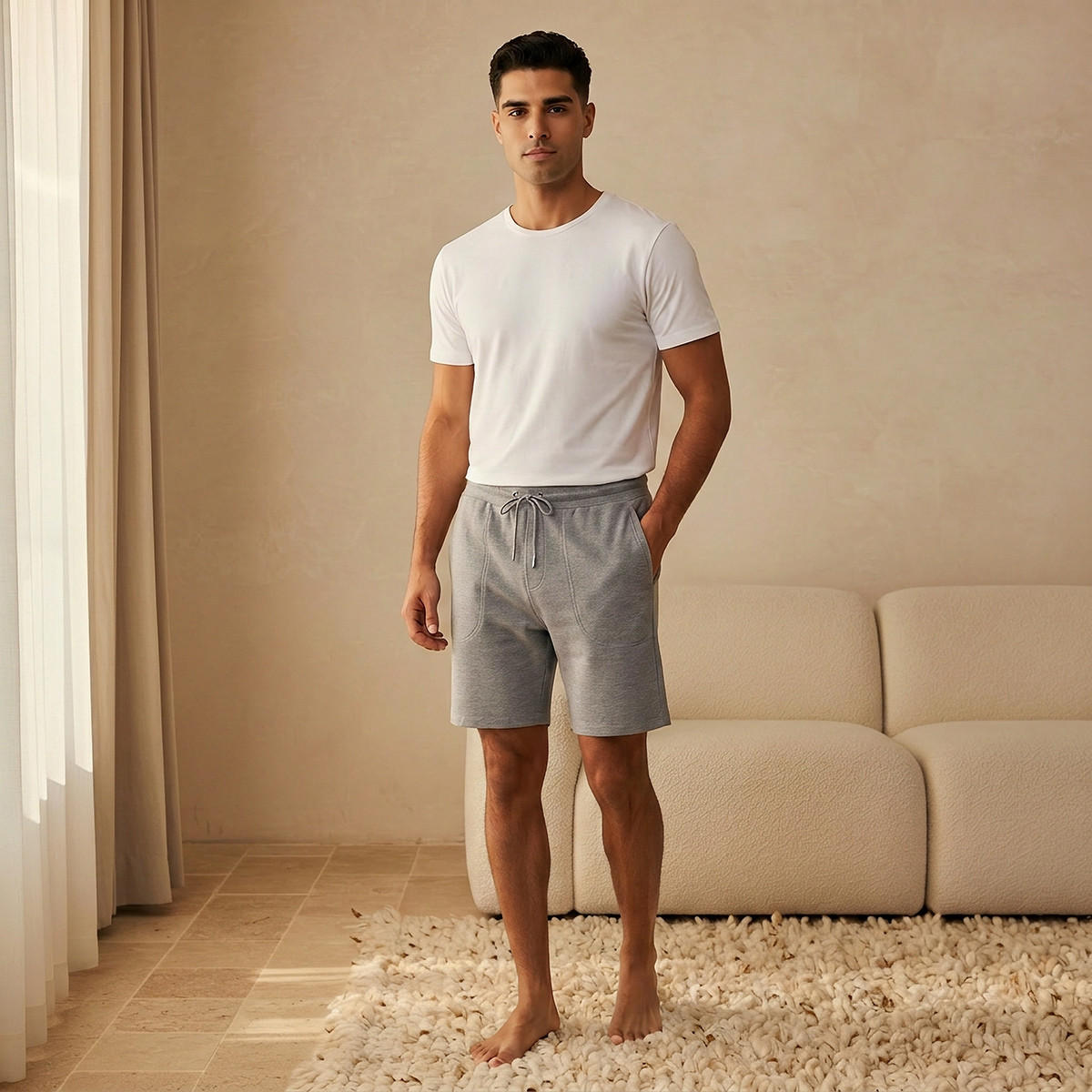 شورت قطني مريح للرجال بقصة عادية-men-clothing-nightwear-pyjamaandshorts-image-3