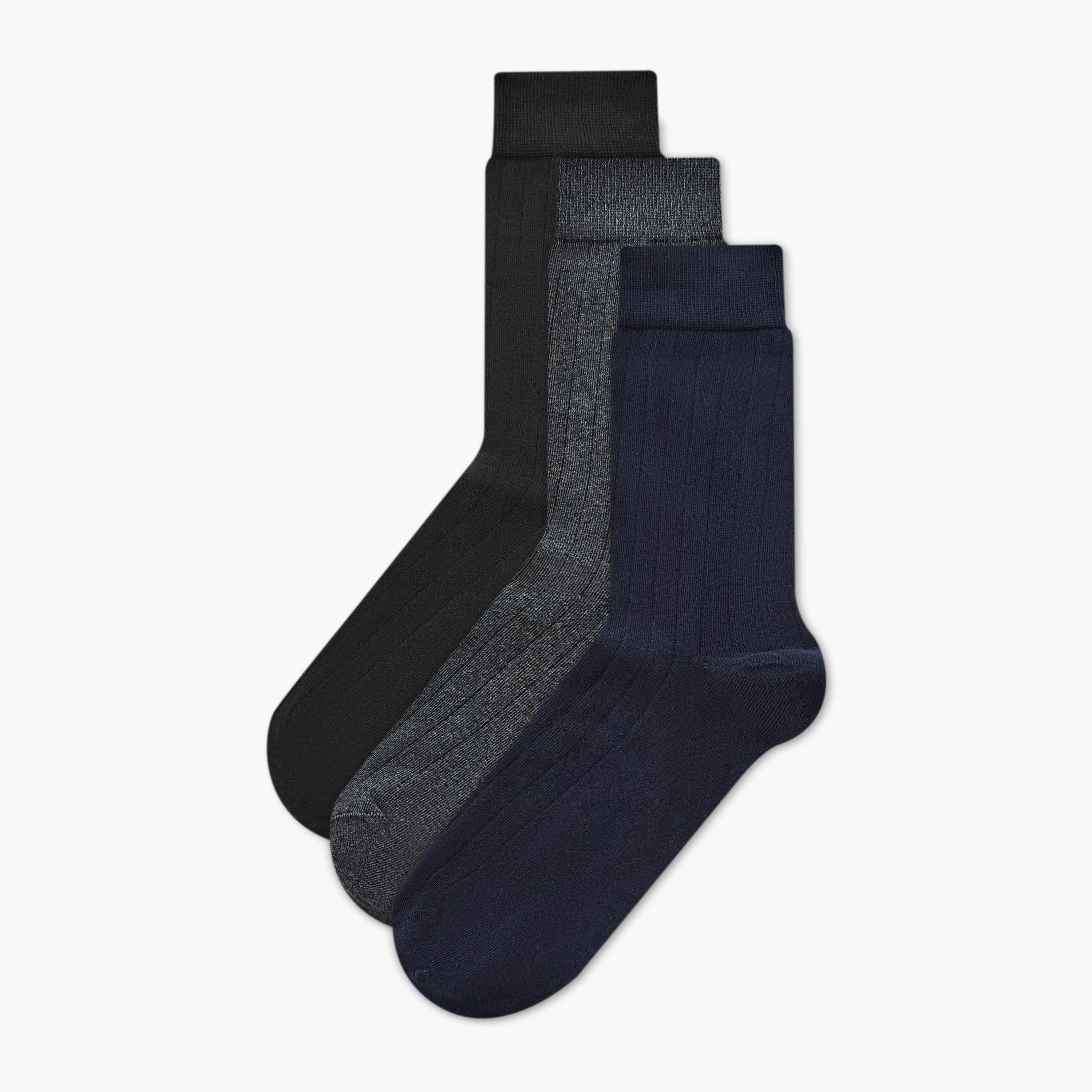 Men Ribbed Socks Crew Length - Set of 3-men-socks-image-1