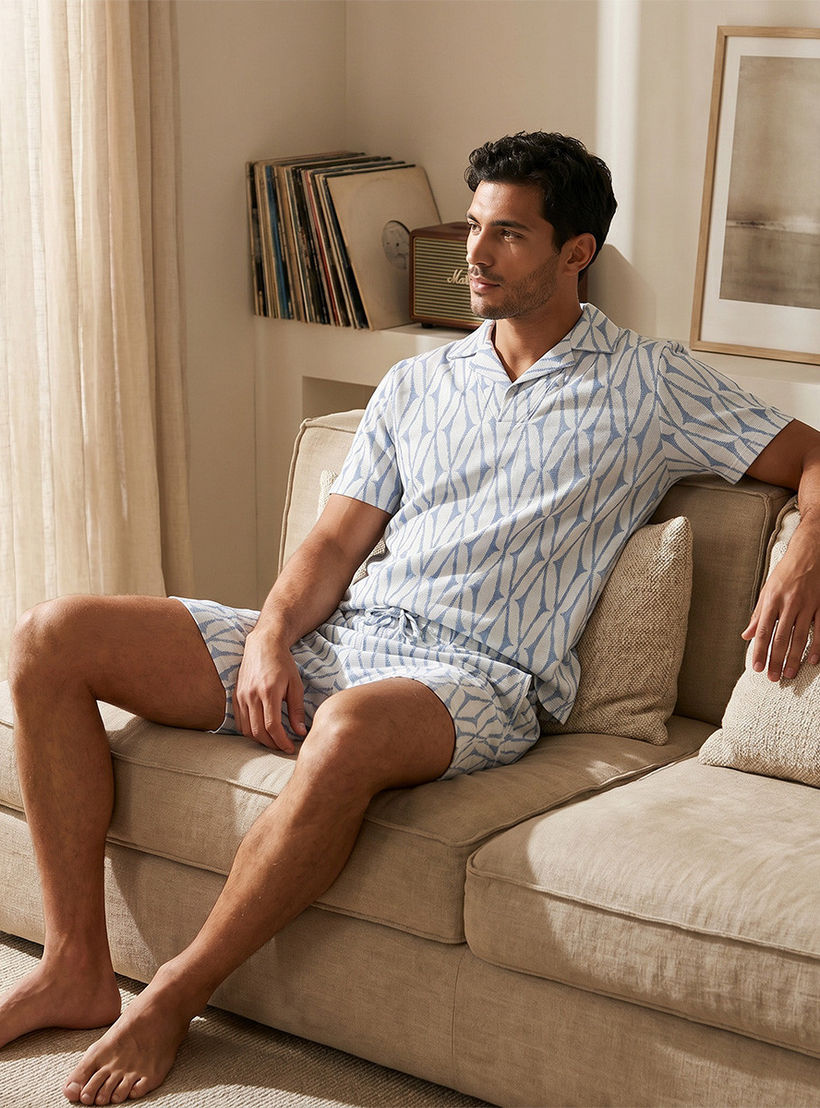 طقم بيجاما جاكار بياقة كامب-men-clothing-nightwear-sets-image-6
