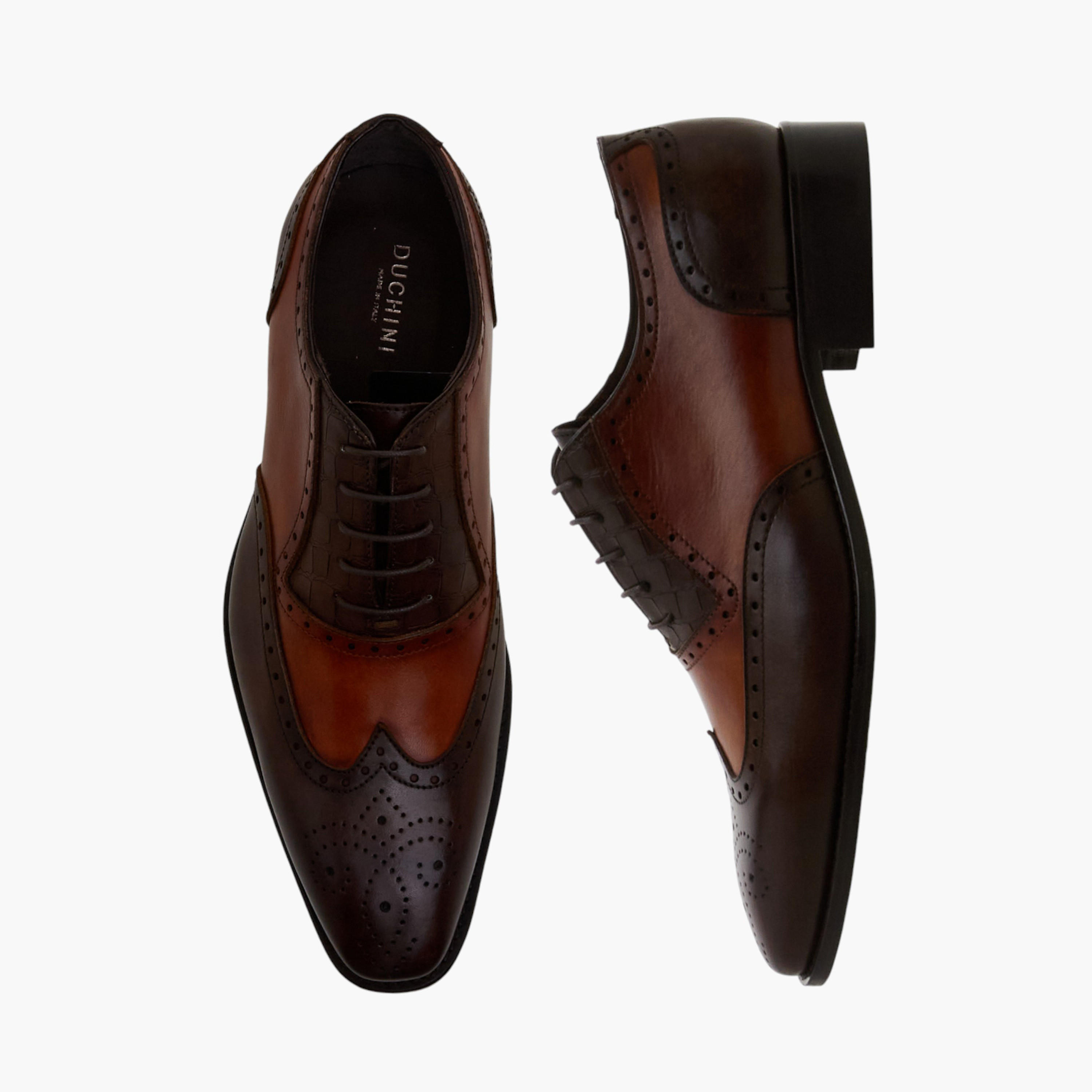 حذاء أكسفورد جلد مثقّب برباط للرجال من دوتشيني-men-shoes-formalshoes-image-1