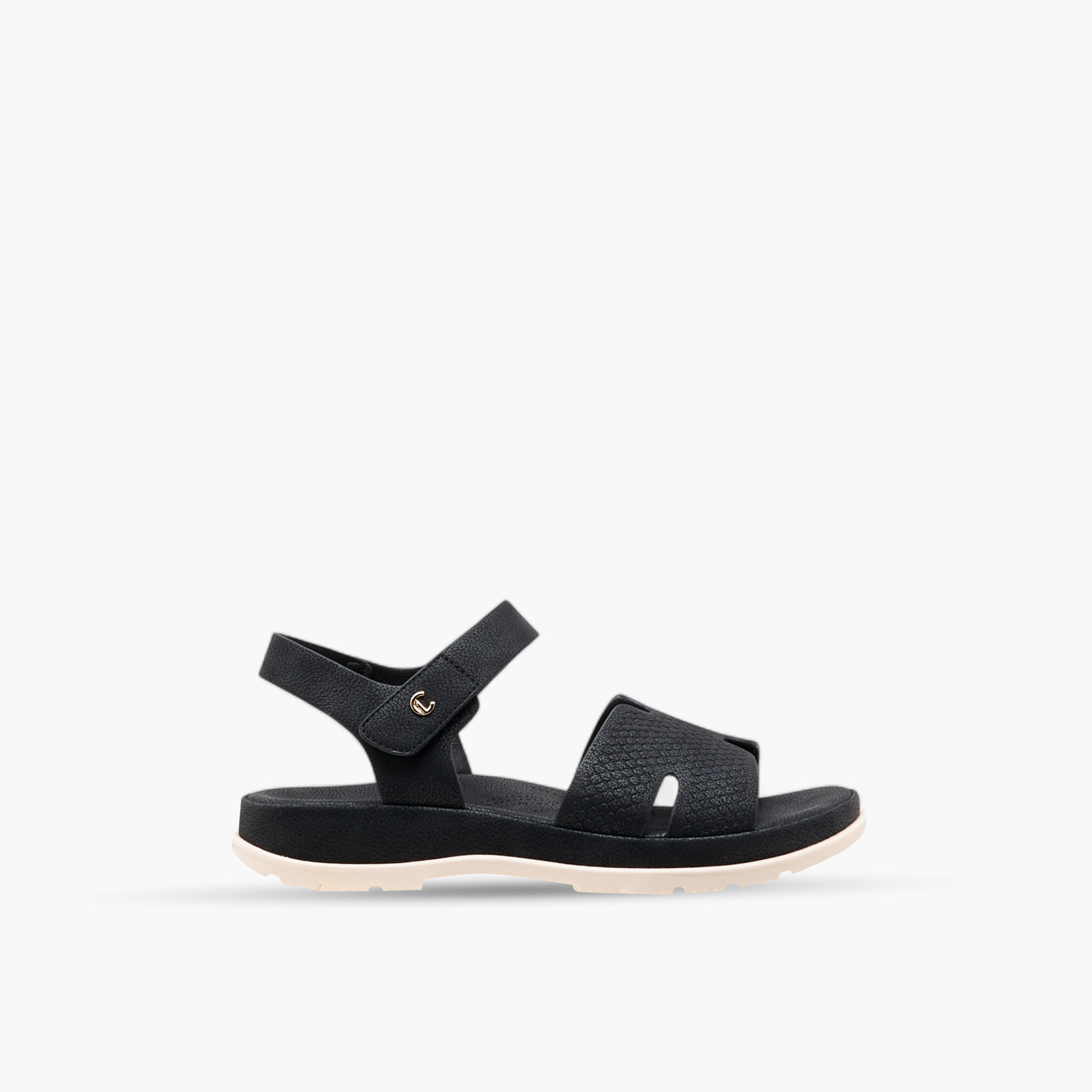 Le Confort Textured Comfort Sandals with Hook and Loop Closure-women-shoes-sandals-heeled-image-3