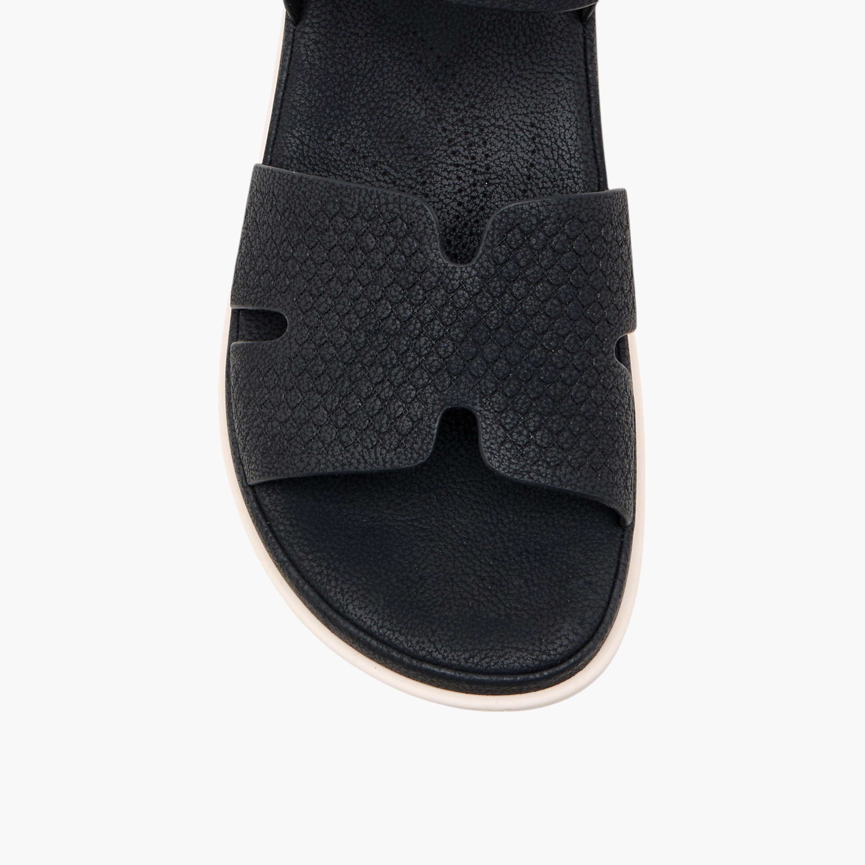 Le Confort Textured Comfort Sandals with Hook and Loop Closure-women-shoes-sandals-heeled-image-4