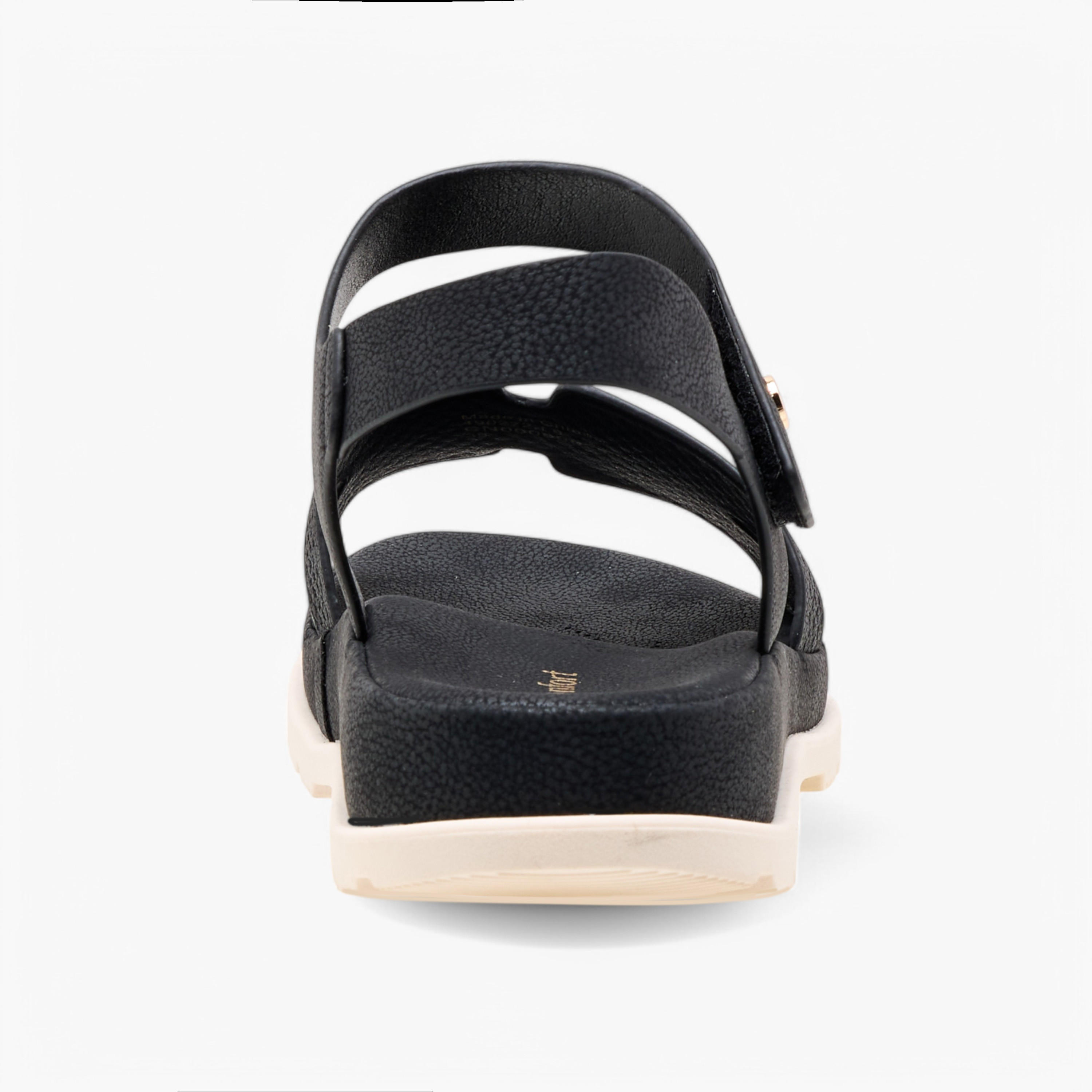 Le Confort Textured Comfort Sandals with Hook and Loop Closure-women-shoes-sandals-heeled-image-5