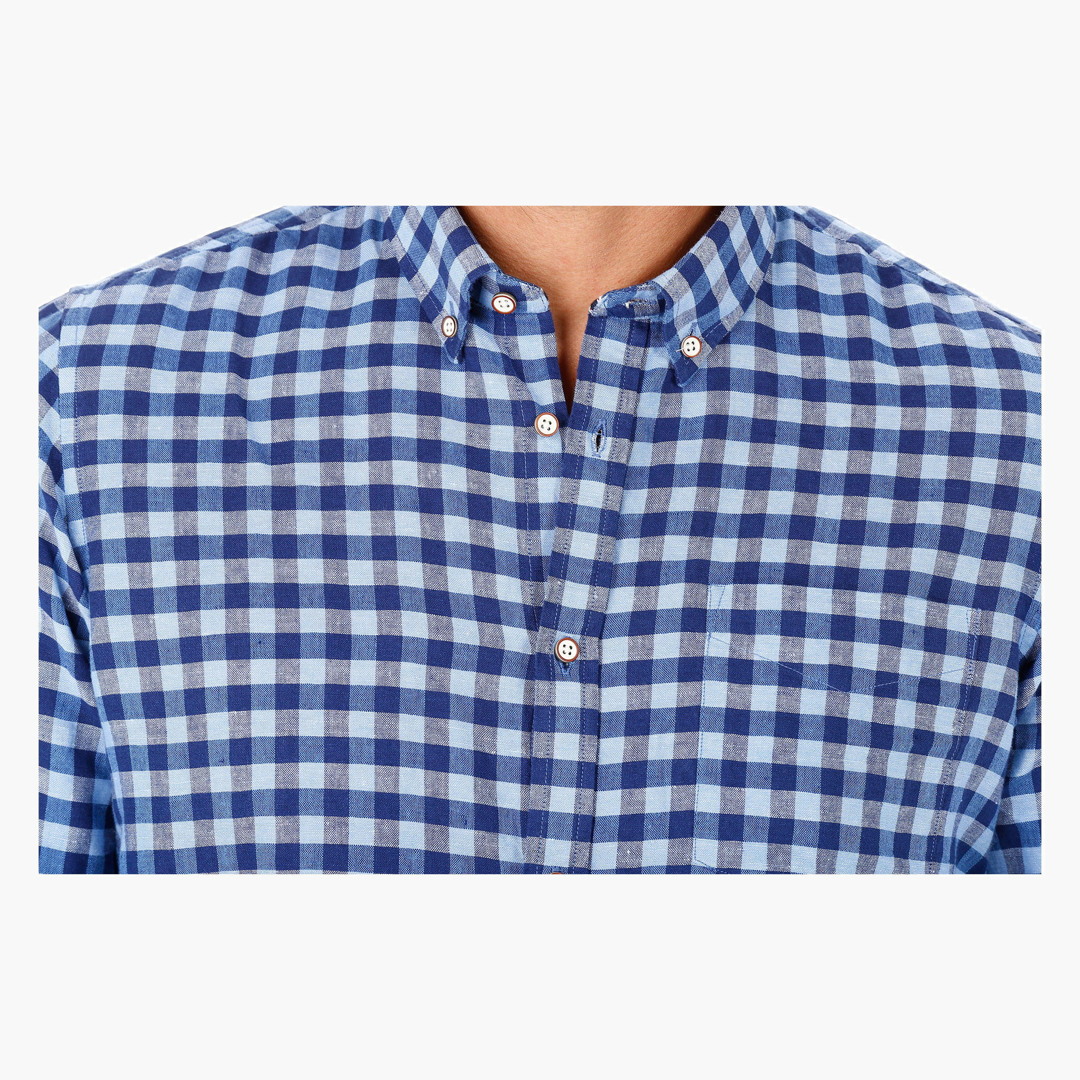 Checked Linen Shirt with Long Sleeves in Regular Fit-men-clothing-shirts-image-4