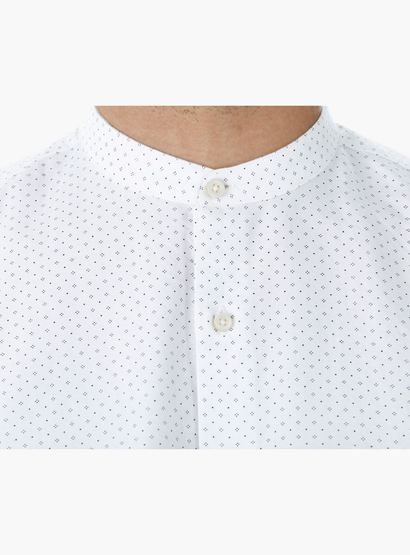 Printed Cotton Shirt with Mandarin Collar and Long Sleeves-men-clothing-shirts-image-4