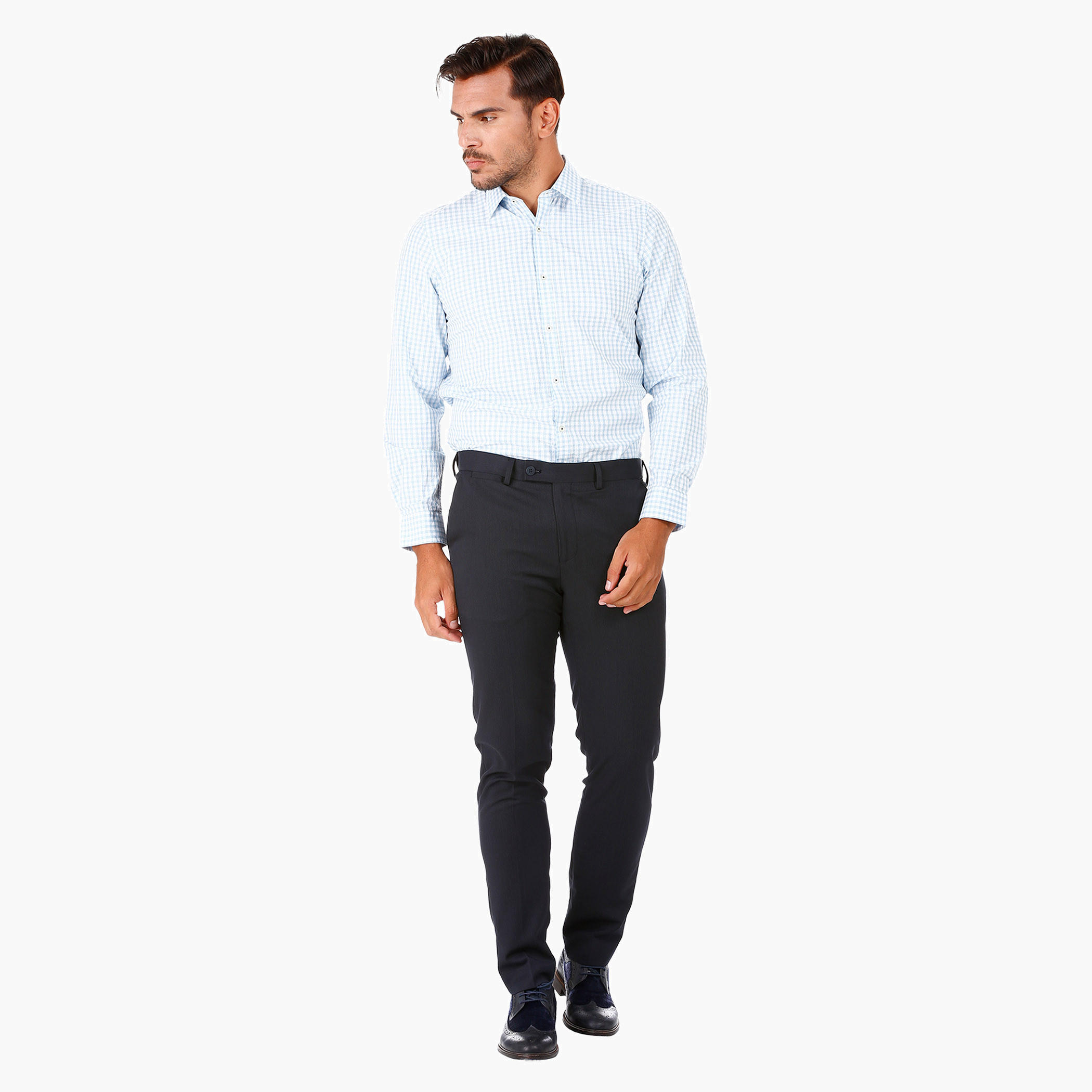 Checked Cotton Shirt with Long Sleeves in Regular Fit-men-clothing-shirts-image-5