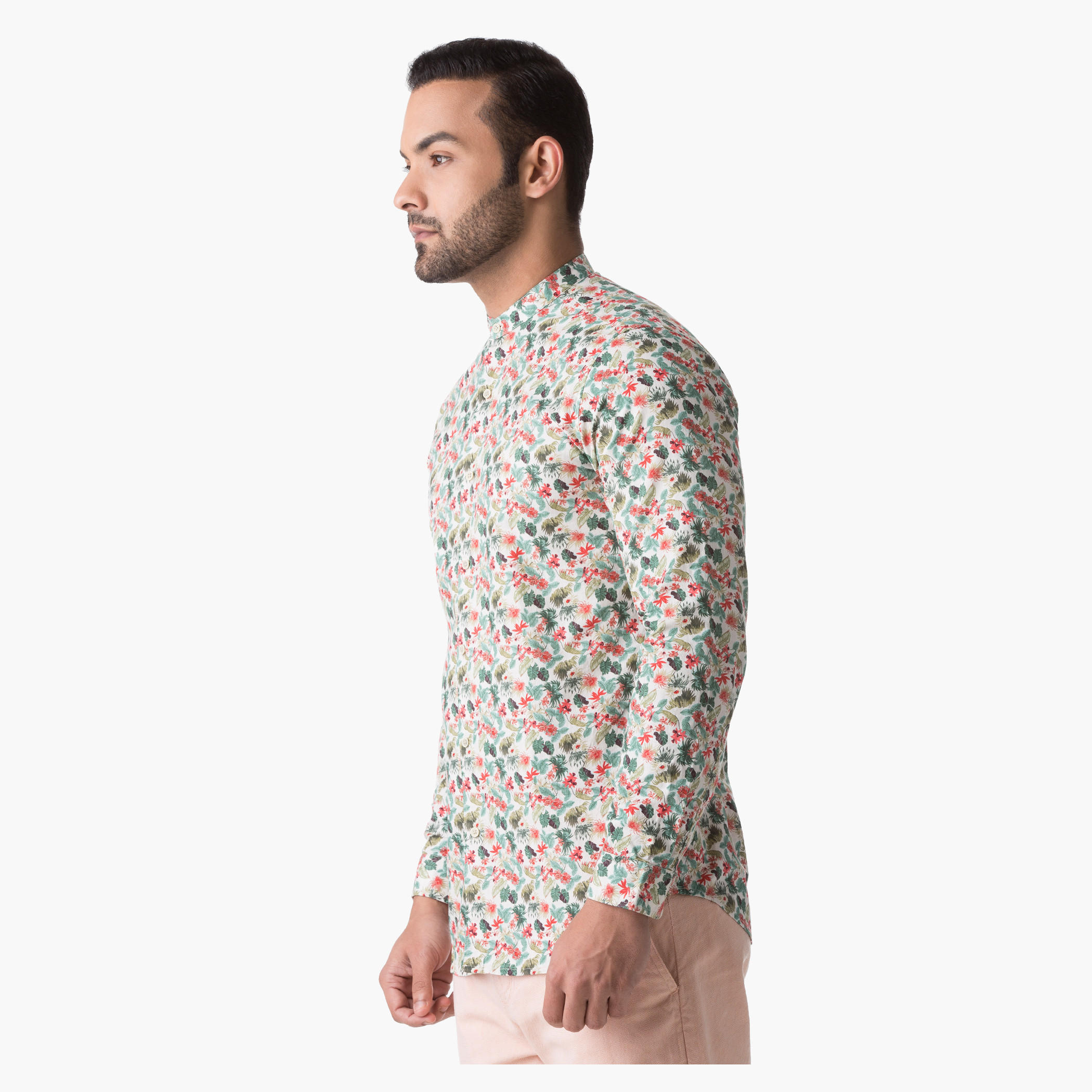Cotton Shirt with Floral Print in Slim Fit-men-clothing-shirts-image-3