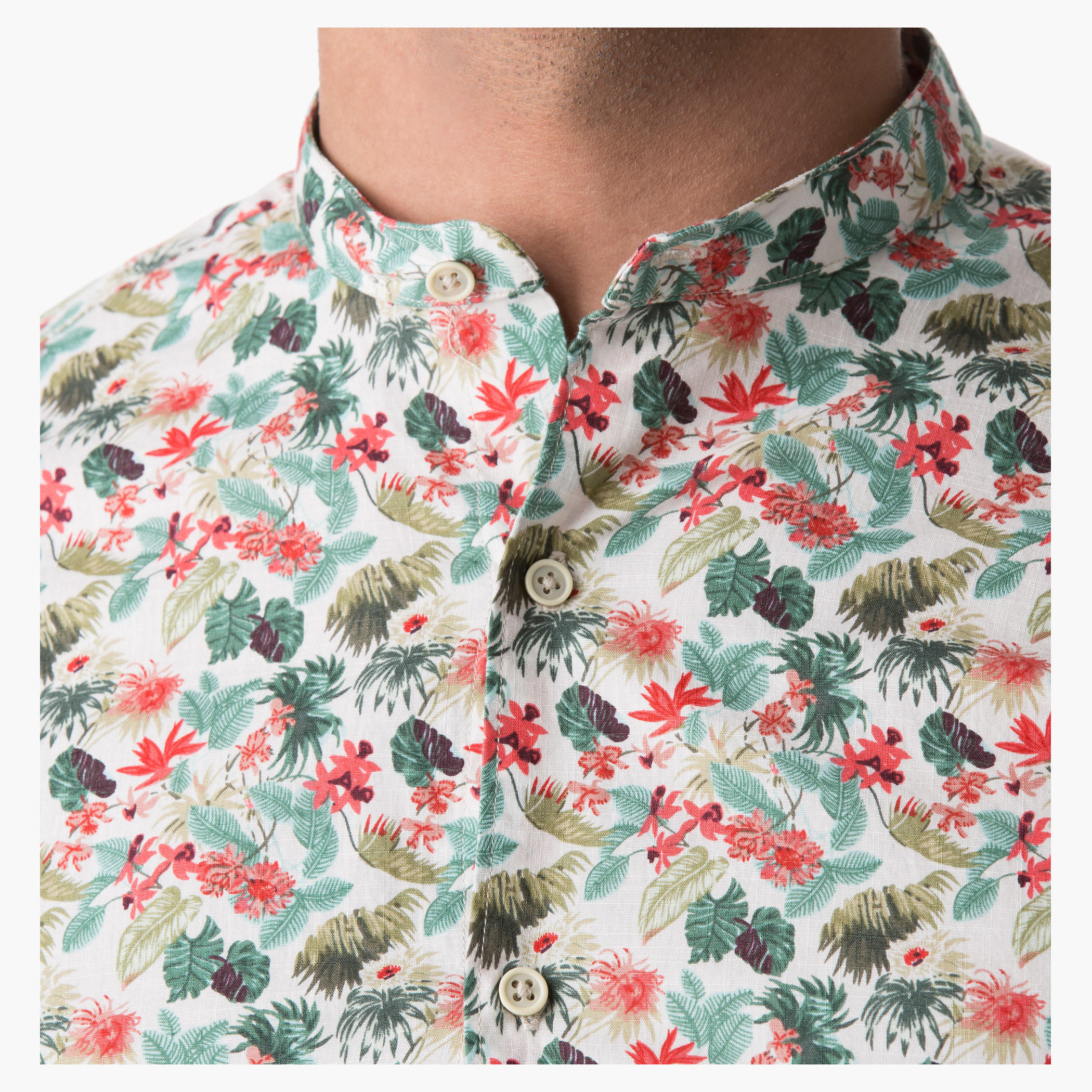 Cotton Shirt with Floral Print in Slim Fit-men-clothing-shirts-image-4