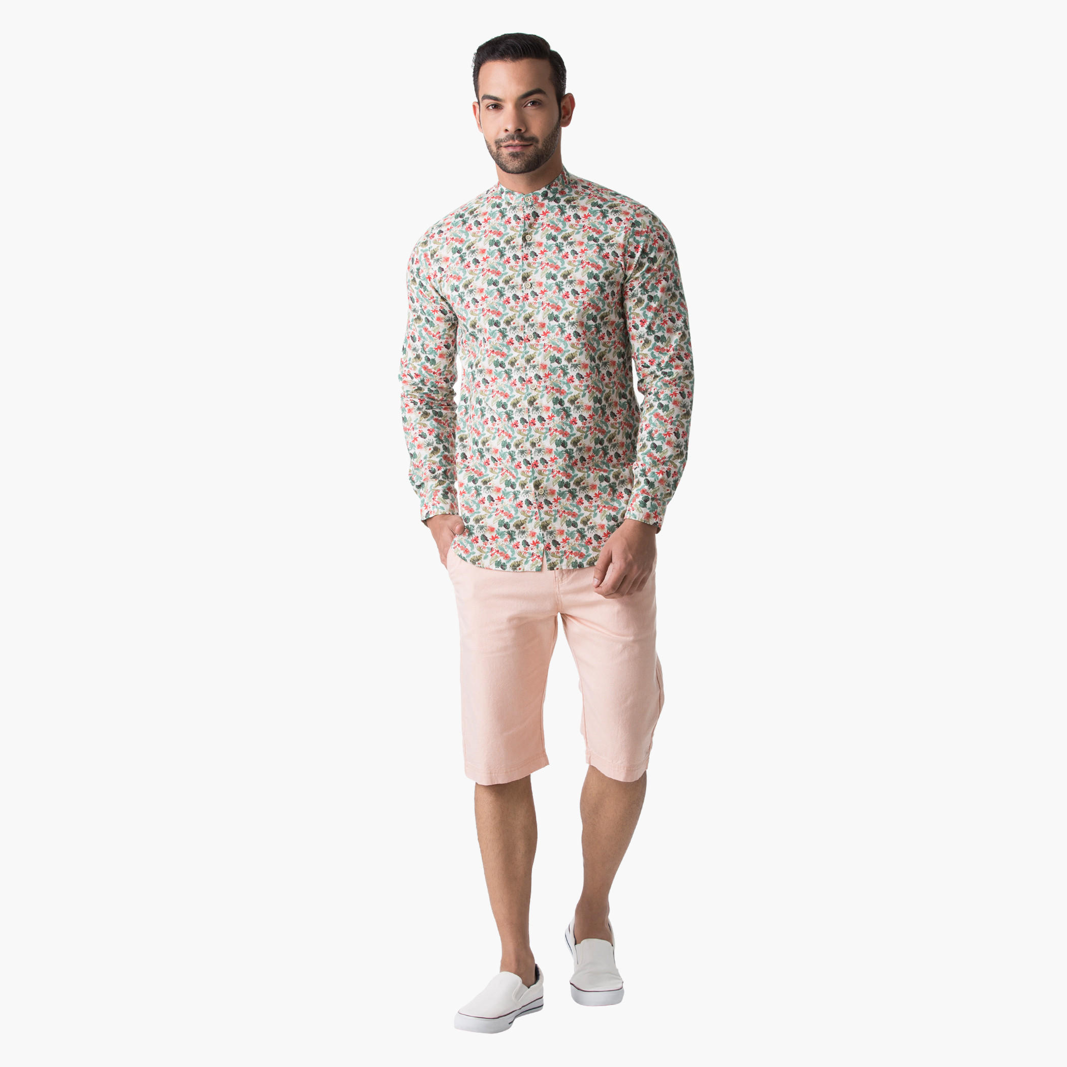 Cotton Shirt with Floral Print in Slim Fit-men-clothing-shirts-image-5