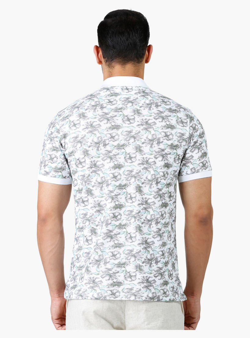 Floral Print T-Shirt with Polo Neck and Short sleeves in Regular Fit-men-clothing-tshirtsandpolos-polos-image-2