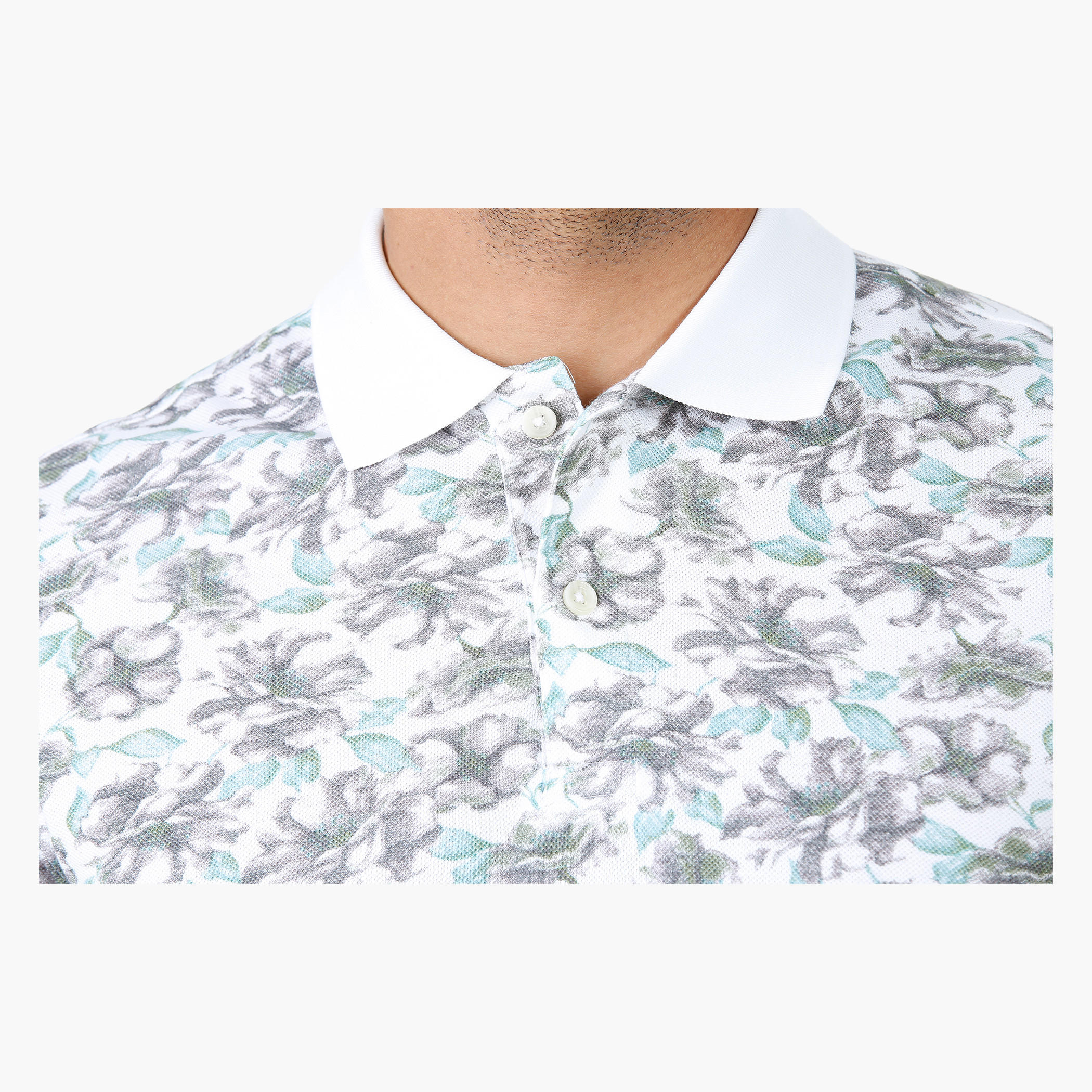 Floral Print T-Shirt with Polo Neck and Short sleeves in Regular Fit-men-clothing-tshirtsandpolos-polos-image-4
