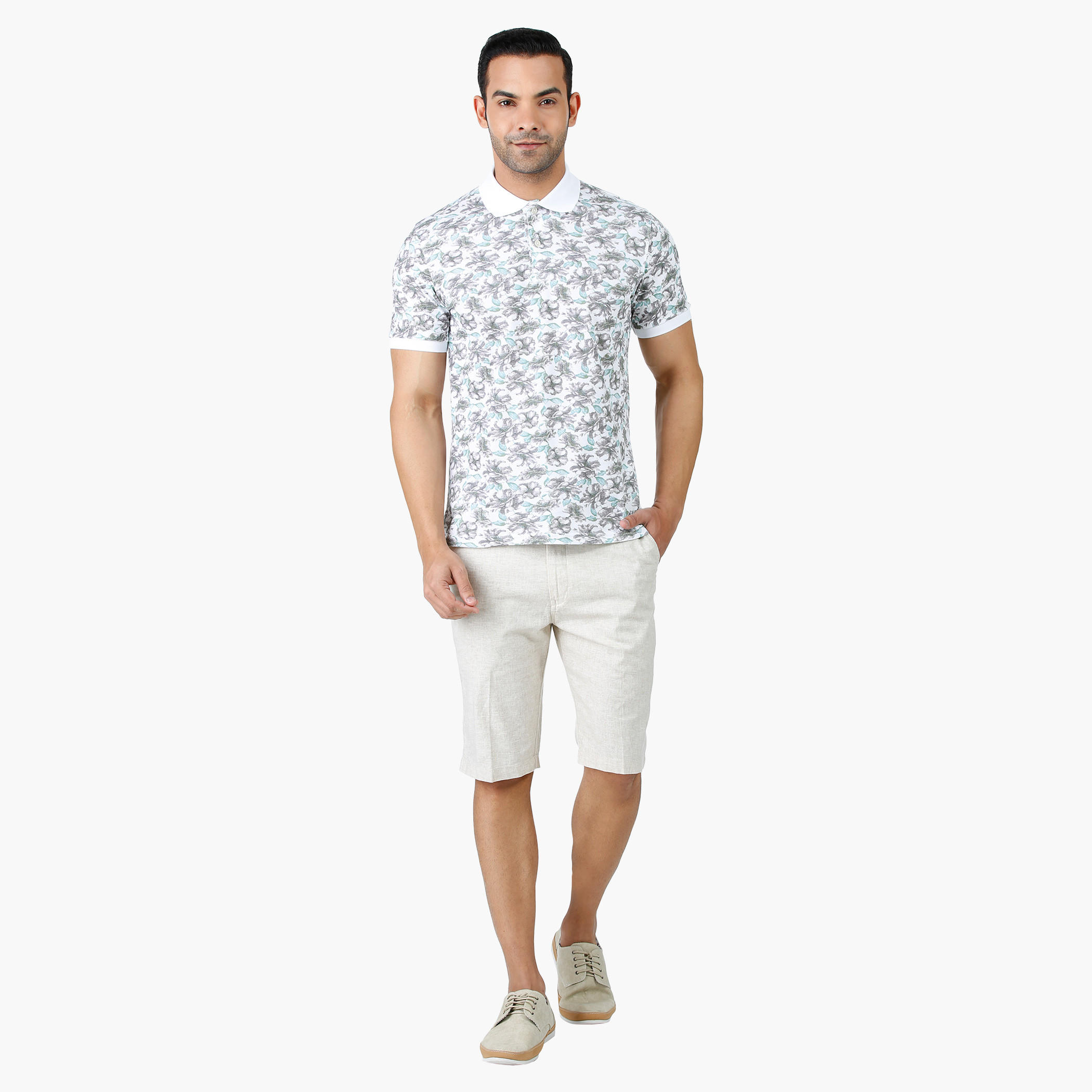 Floral Print T-Shirt with Polo Neck and Short sleeves in Regular Fit-men-clothing-tshirtsandpolos-polos-image-5