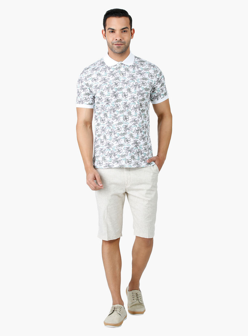 Floral Print T-Shirt with Polo Neck and Short sleeves in Regular Fit-men-clothing-tshirtsandpolos-polos-image-5