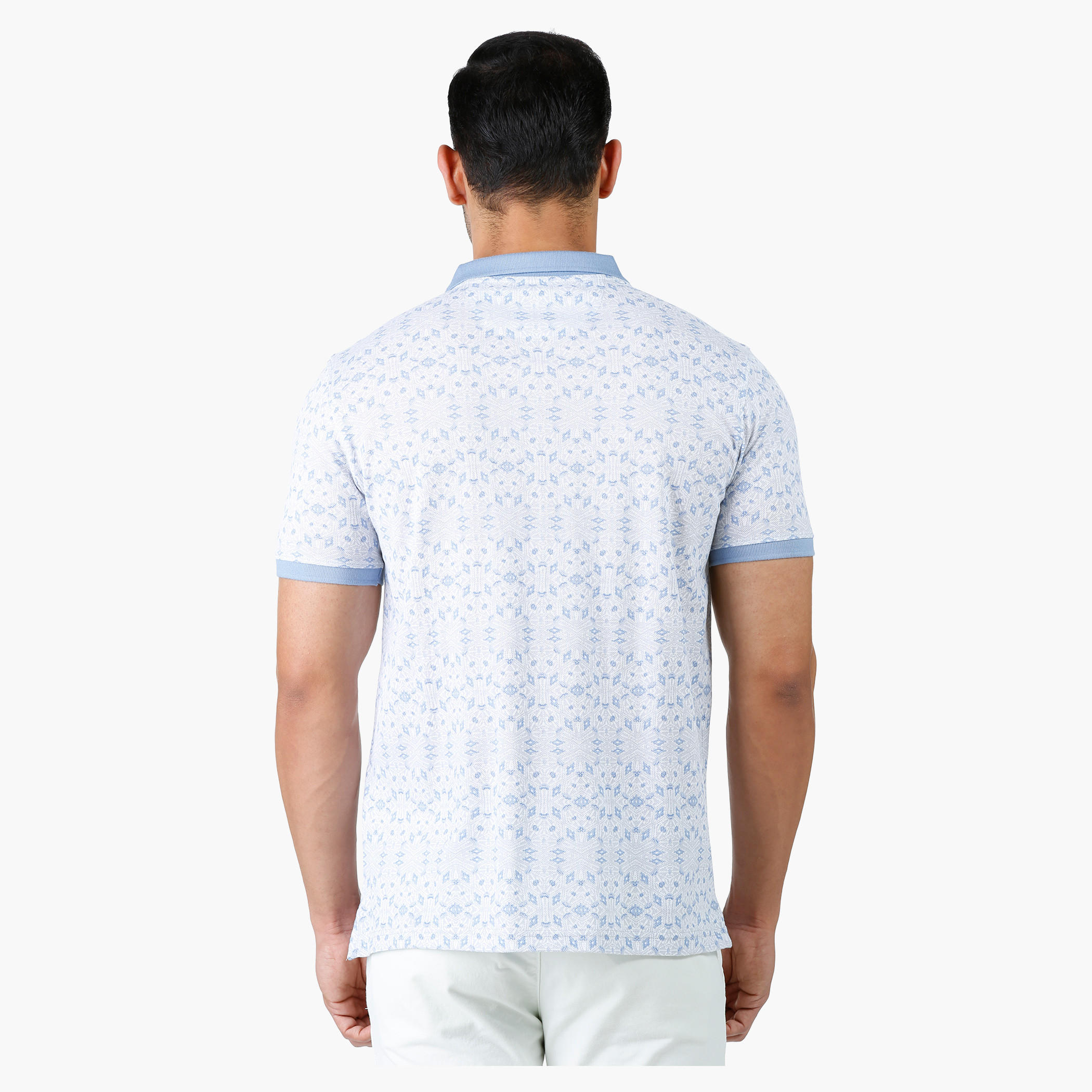 Geometric Print Cotton T-Shirt with Polo Neck and Short Sleeves in Regular Fit-men-clothing-tshirtsandpolos-polos-image-2