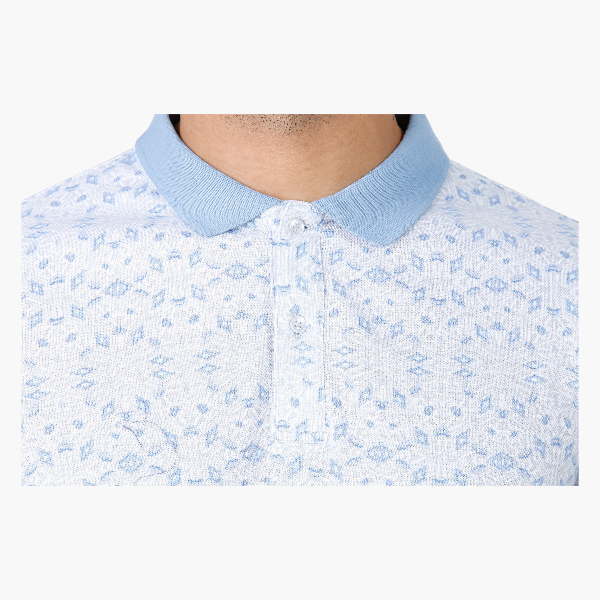 Geometric Print Cotton T-Shirt with Polo Neck and Short Sleeves in Regular Fit-men-clothing-tshirtsandpolos-polos-image-4