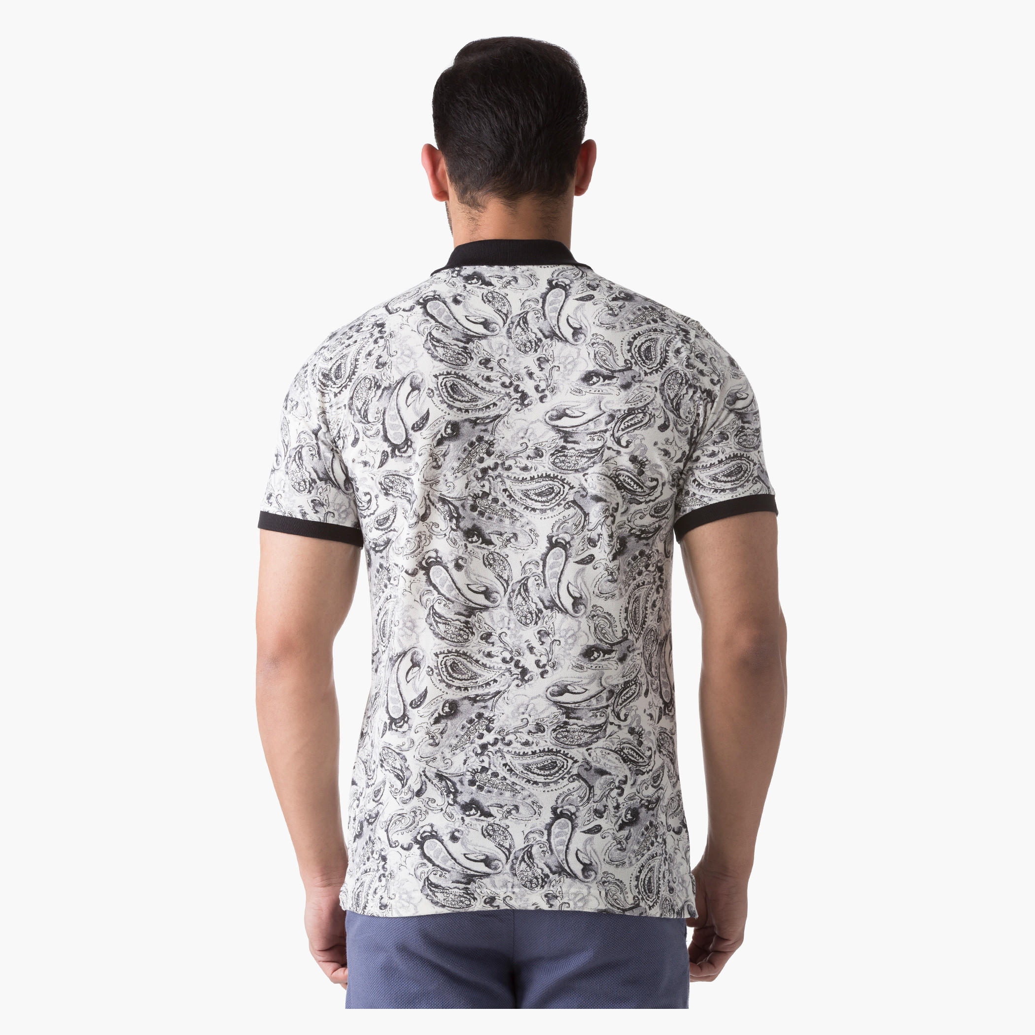 Paisley Print Polo Neck T-Shirt with Short Sleeves in Slim Fit-men-clothing-tshirtsandpolos-polos-image-2