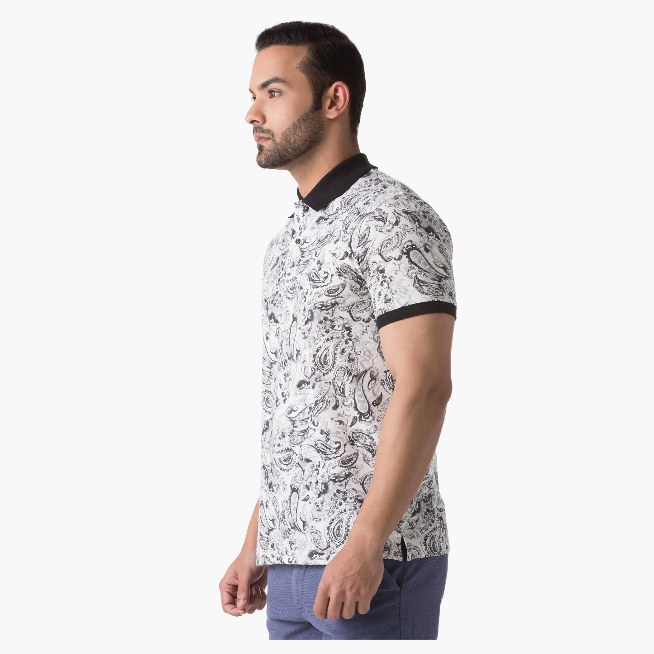 Paisley Print Polo Neck T-Shirt with Short Sleeves in Slim Fit-men-clothing-tshirtsandpolos-polos-image-3