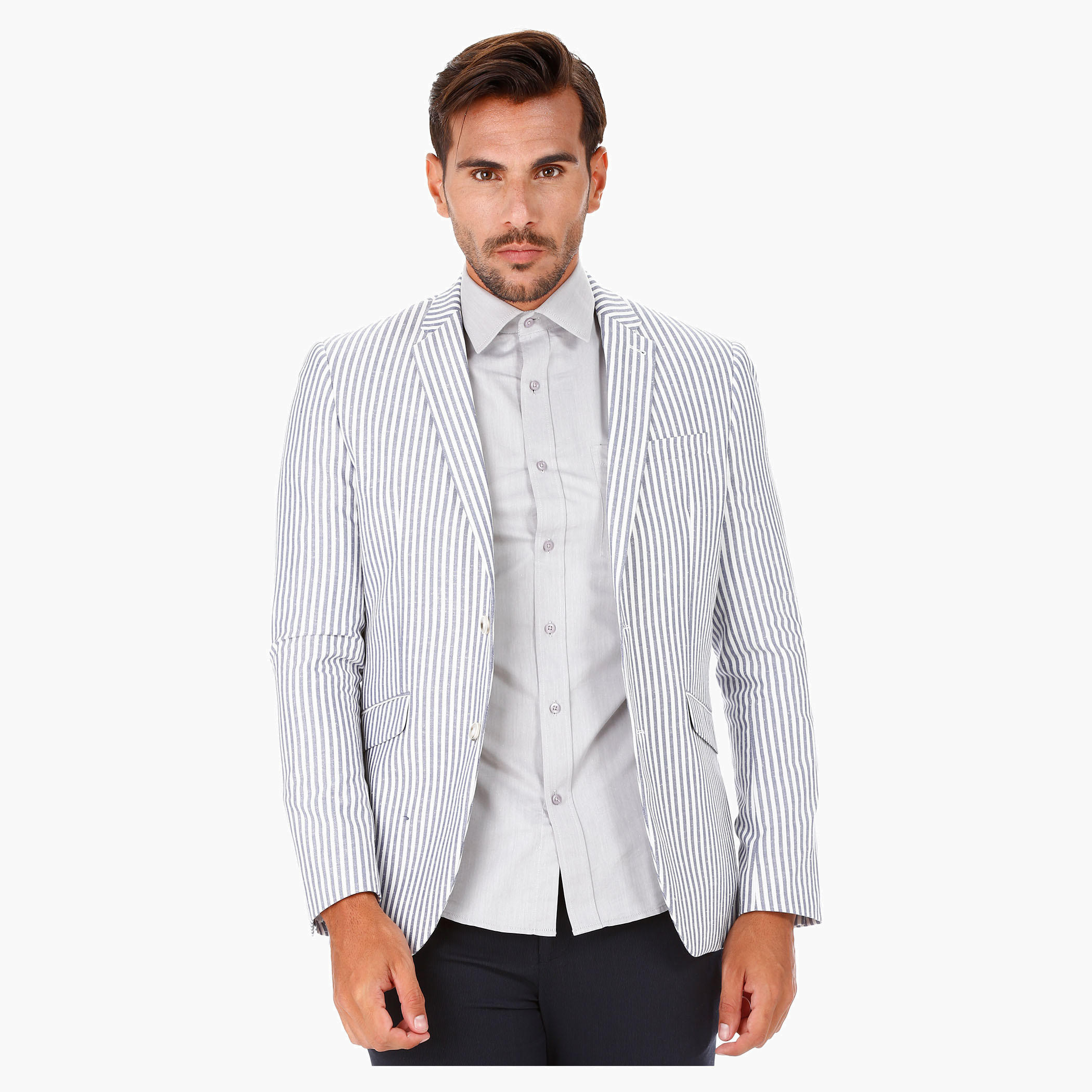 Striped Casual Blazer with Notch Lapel in Slim Fit-men-winterwear-jacketsandblazers-image-1