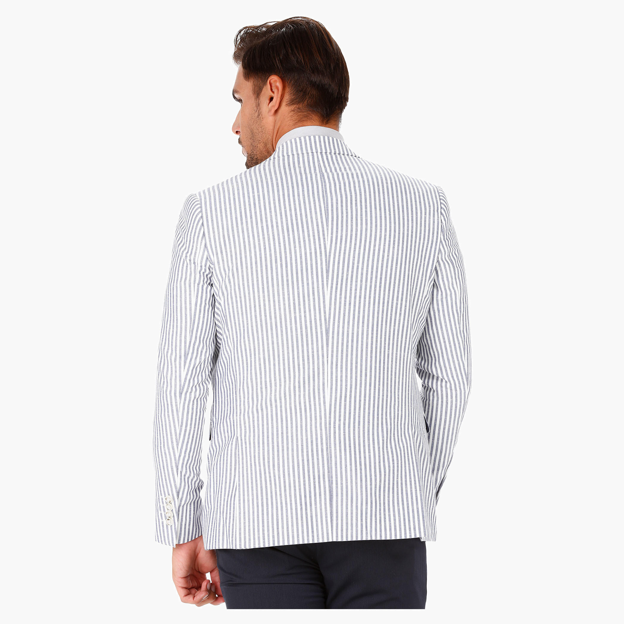 Striped Casual Blazer with Notch Lapel in Slim Fit-men-winterwear-jacketsandblazers-image-2