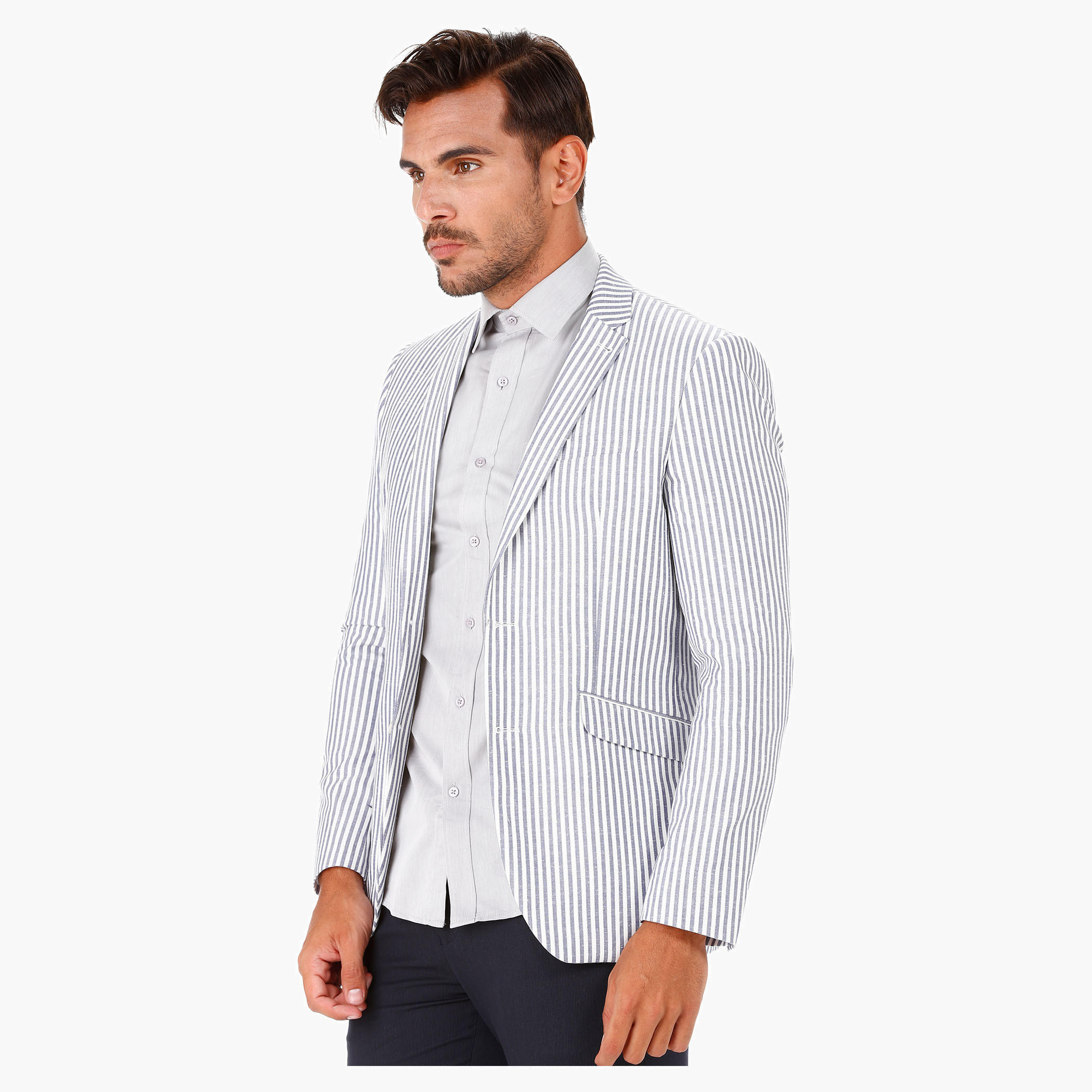 Striped Casual Blazer with Notch Lapel in Slim Fit-men-winterwear-jacketsandblazers-image-3