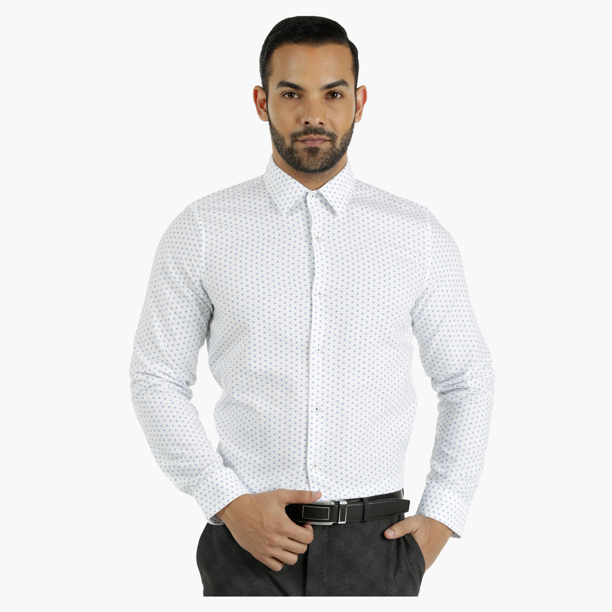 Printed Cotton Shirt in Slim Fit-men-clothing-shirts-image-1