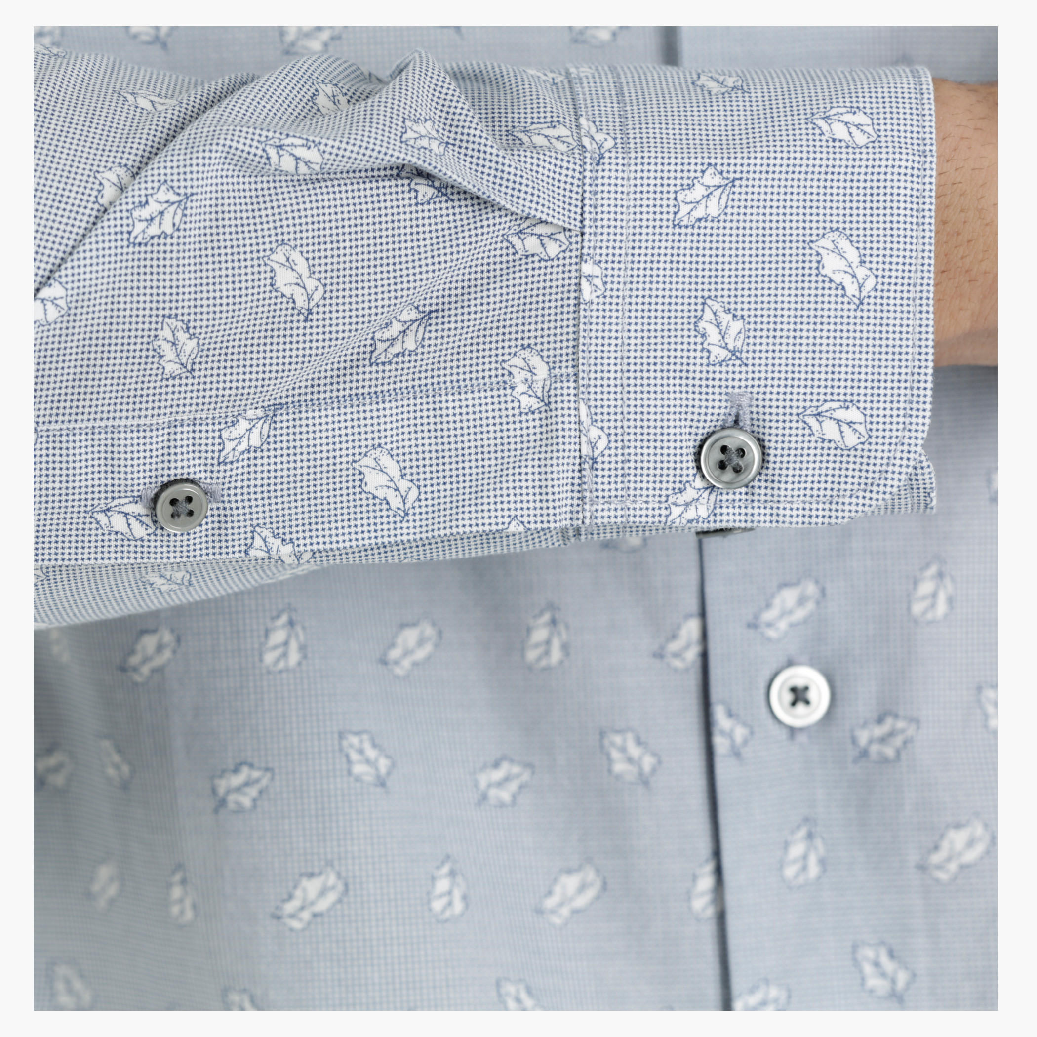 Printed Cotton Shirt with Mandarin Neck in Slim Fit-men-clothing-shirts-image-4