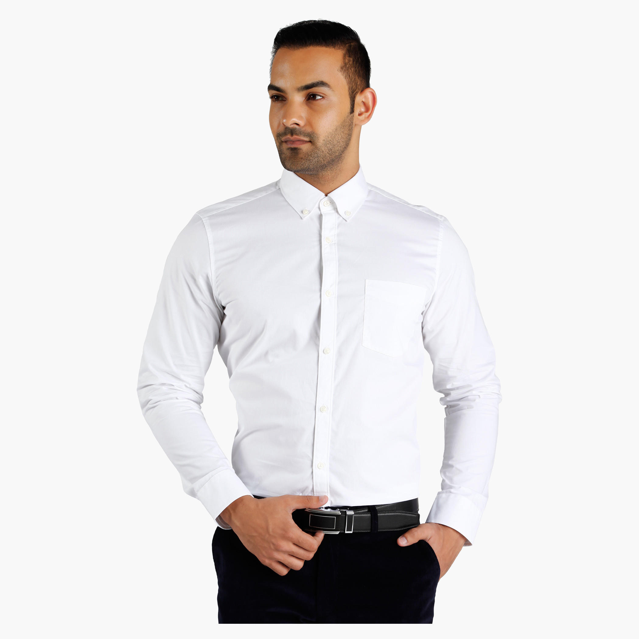 Button Down Collar Cotton Shirt in Regular Fit-men-clothing-shirts-image-1