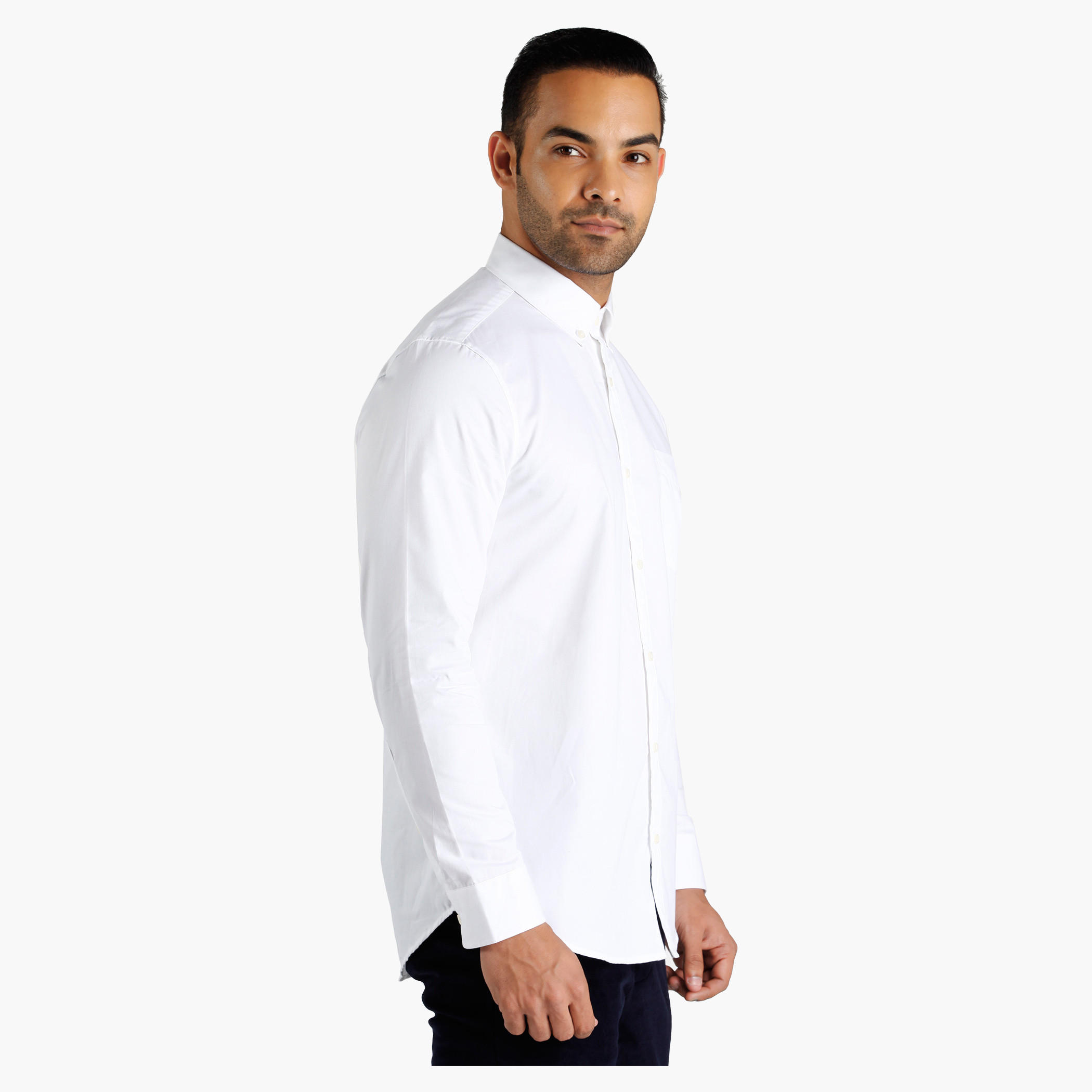 Button Down Collar Cotton Shirt in Regular Fit-men-clothing-shirts-image-3