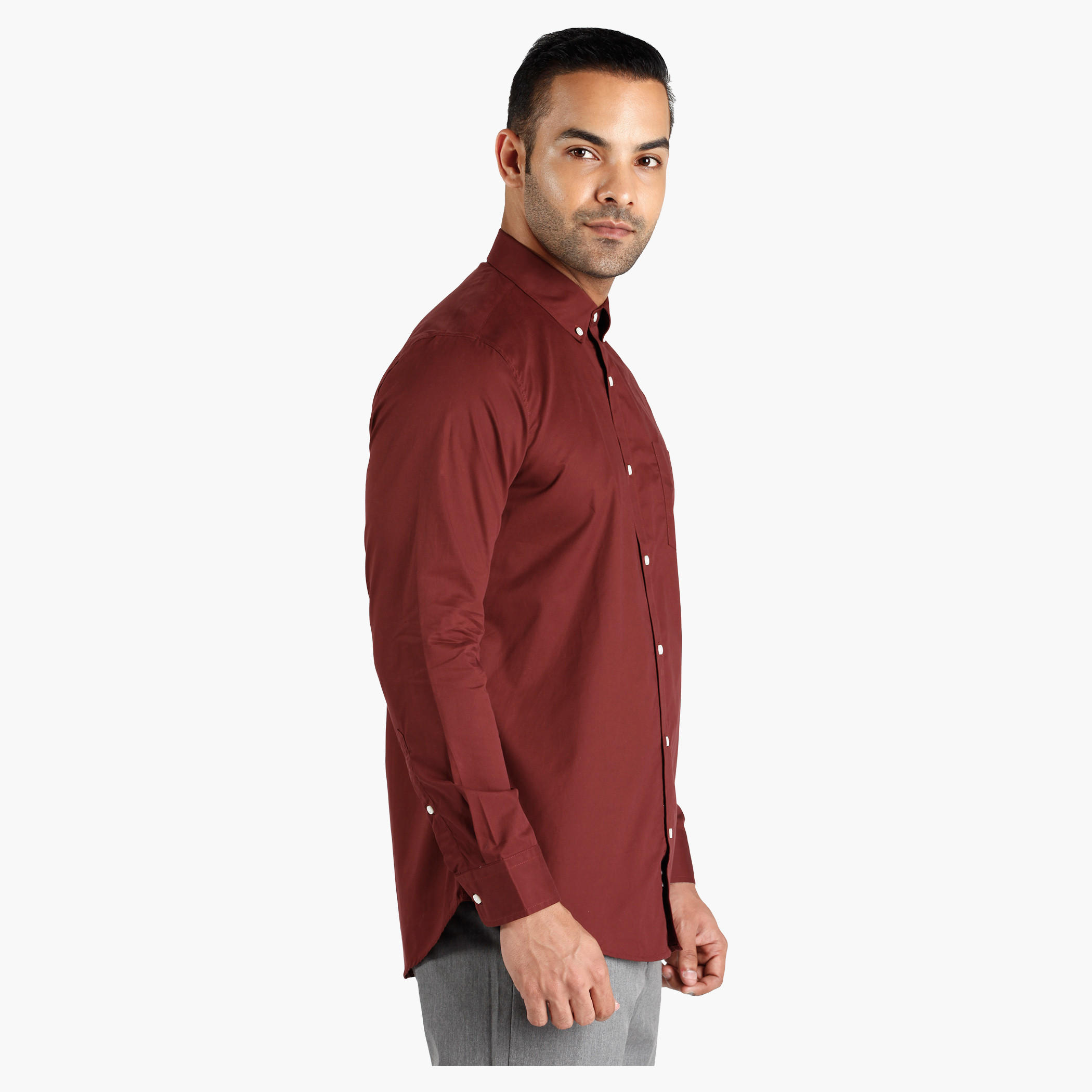 Button Down Collar Cotton Shirt in Regular Fit-men-clothing-shirts-image-3