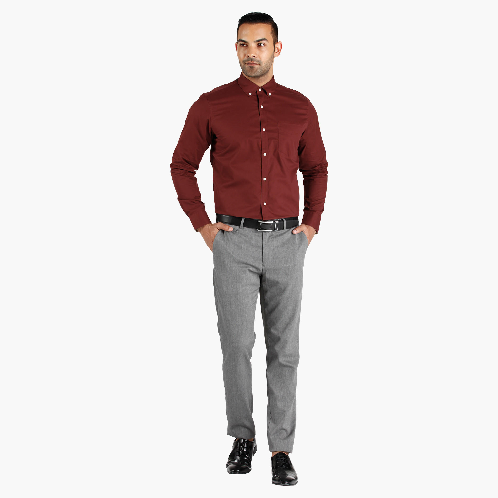 Button Down Collar Cotton Shirt in Regular Fit-men-clothing-shirts-image-5