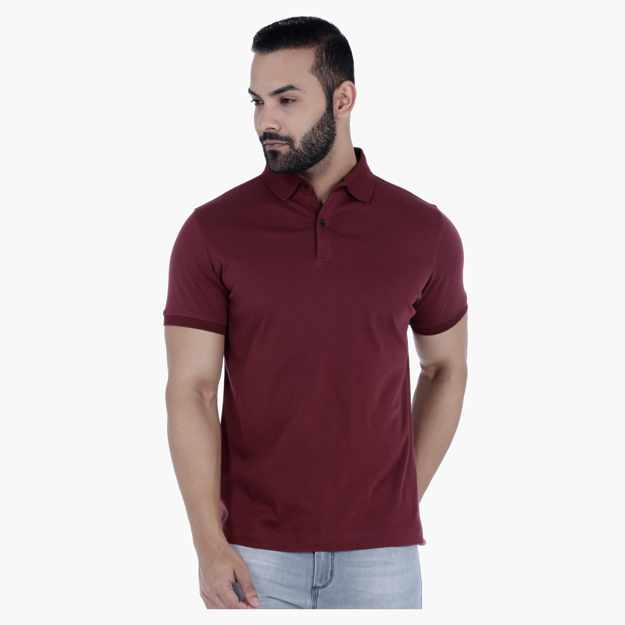 Cotton Polo Neck T-Shirt with Short Sleeves in Slim Fit-men-clothing-tshirtsandpolos-polos-image-1