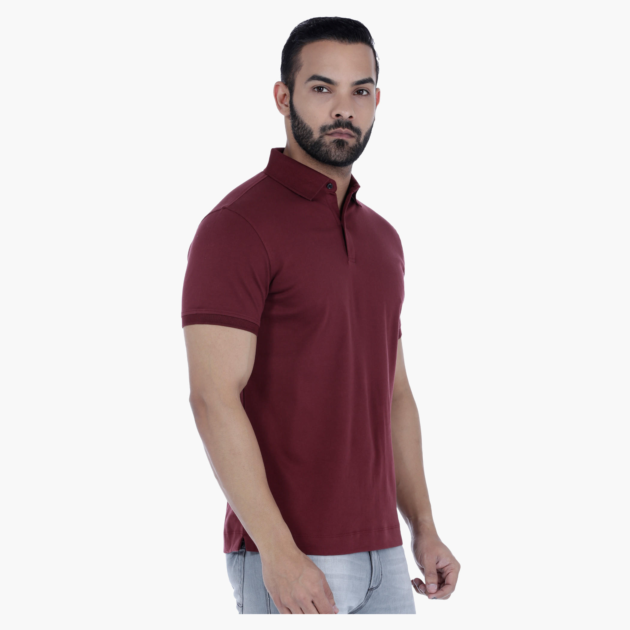 Cotton Polo Neck T-Shirt with Short Sleeves in Slim Fit-men-clothing-tshirtsandpolos-polos-image-3