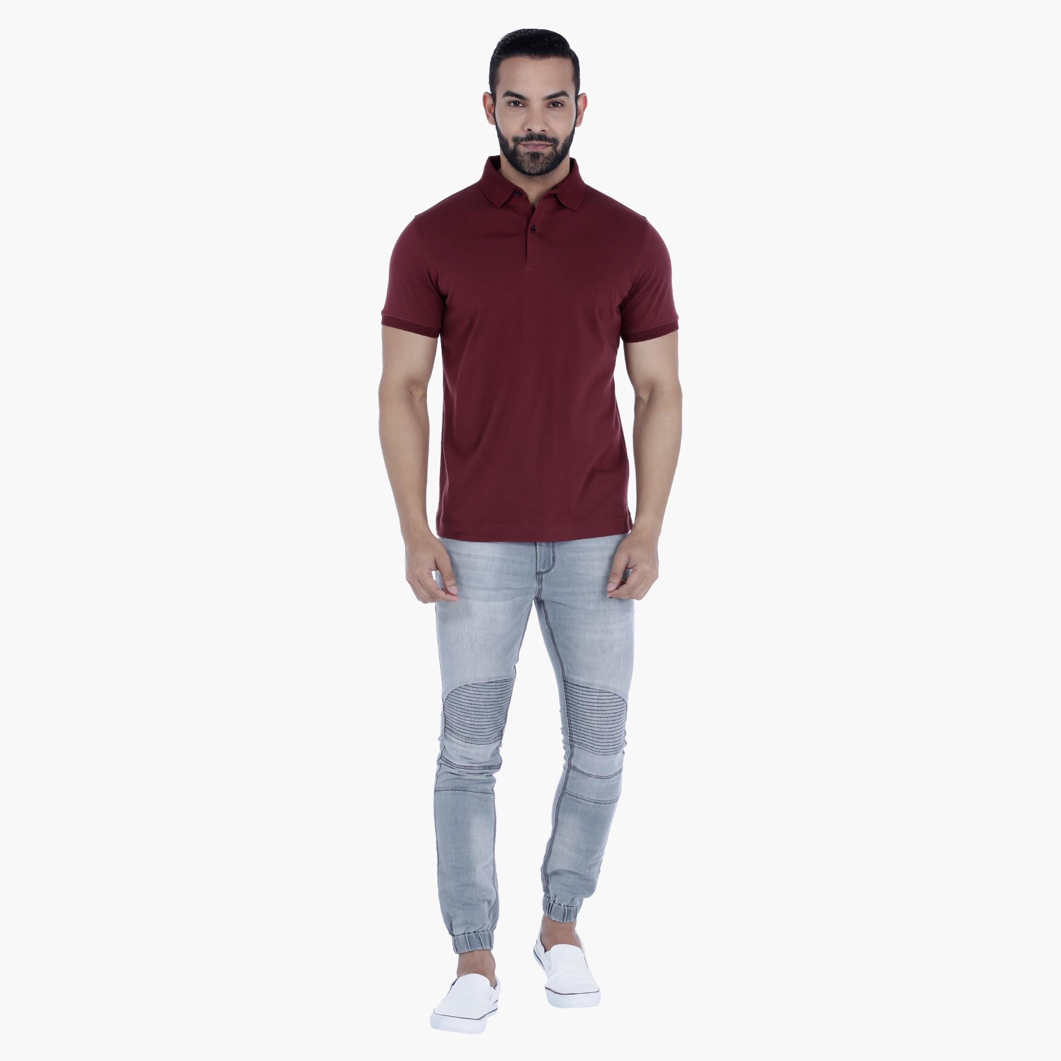 Cotton Polo Neck T-Shirt with Short Sleeves in Slim Fit-men-clothing-tshirtsandpolos-polos-image-5