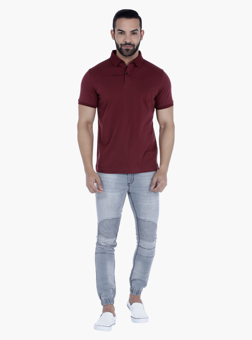 Cotton Polo Neck T-Shirt with Short Sleeves in Slim Fit-men-clothing-tshirtsandpolos-polos-image-5