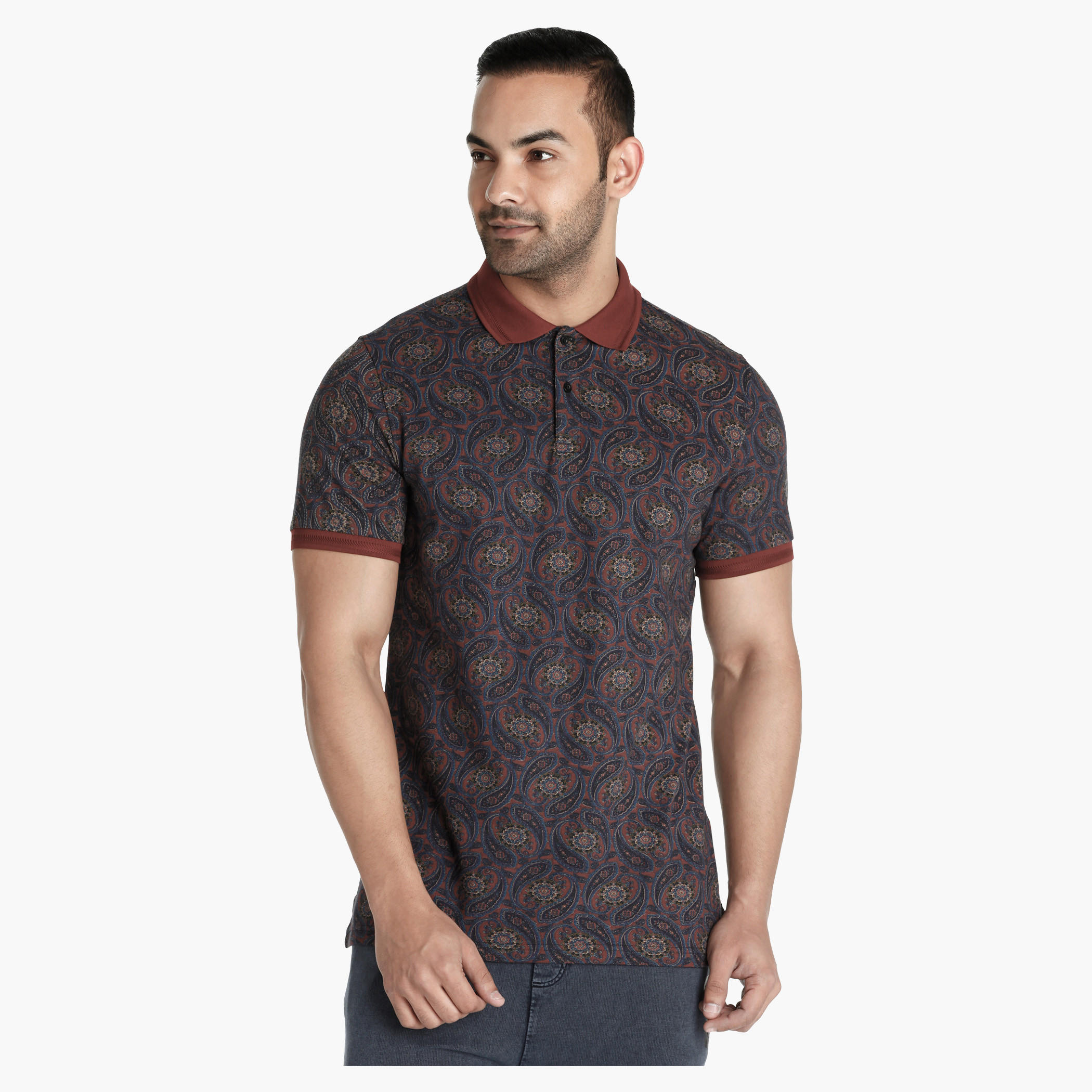 Printed T-Shirt with Short Sleeves-men-clothing-tshirtsandpolos-polos-image-1