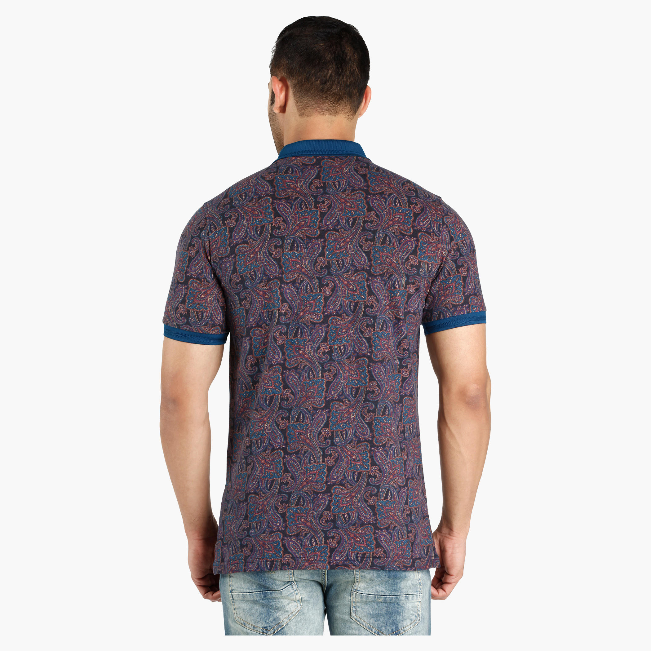 Paisley Print Polo Neck Cotton T-Shirt in Slim Fit-men-clothing-tshirtsandpolos-polos-image-2