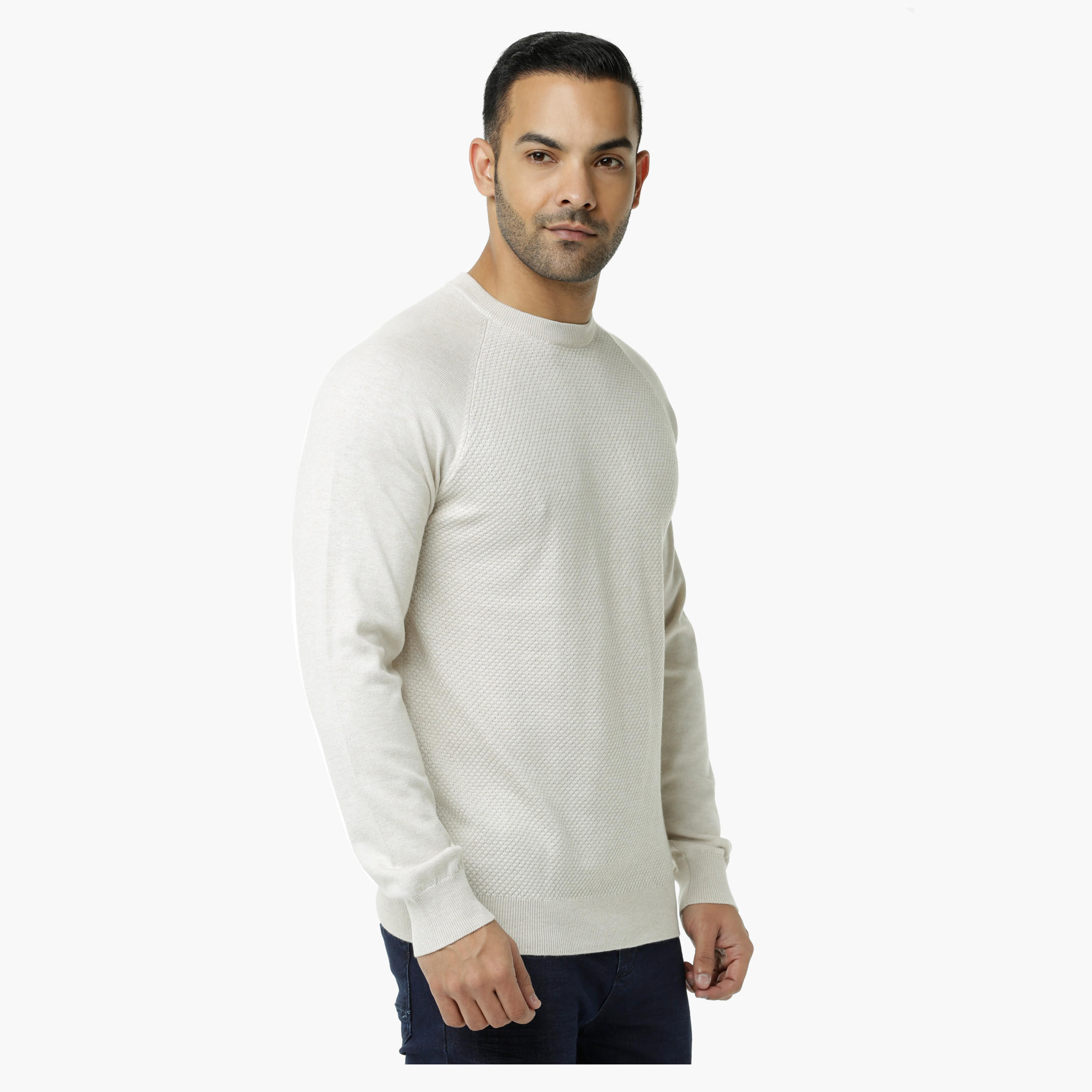 Textured Round Neck Sweater with Raglan Sleeves-men-clothing-sweatersandpullovers-image-3