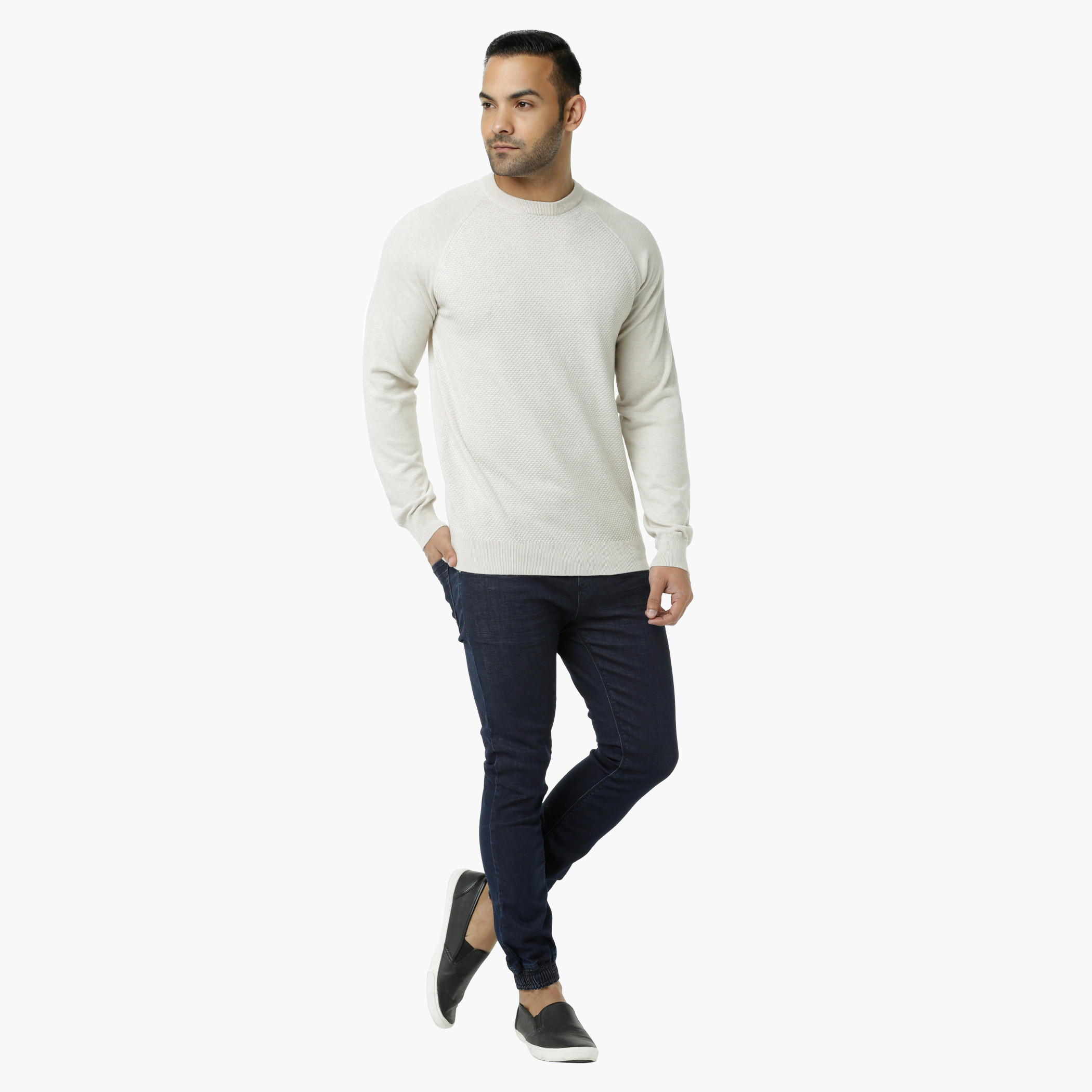 Textured Round Neck Sweater with Raglan Sleeves-men-clothing-sweatersandpullovers-image-4